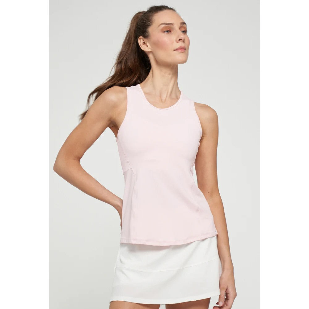Lija Women's Don't Stop Me Now Spice Tank Top - Blush Pink Workout Shirt for Yoga, Running & Gym Fitness