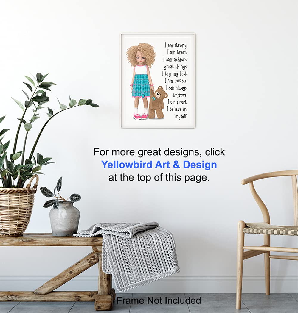 Girls Wall Decor - Inspirational Wall Art for Kids, Positive Affirmations & Quotes - Perfect for Little Girl Bedroom & Toddler Room Decor - Motivational Nursery Decor for Daily Encouragement