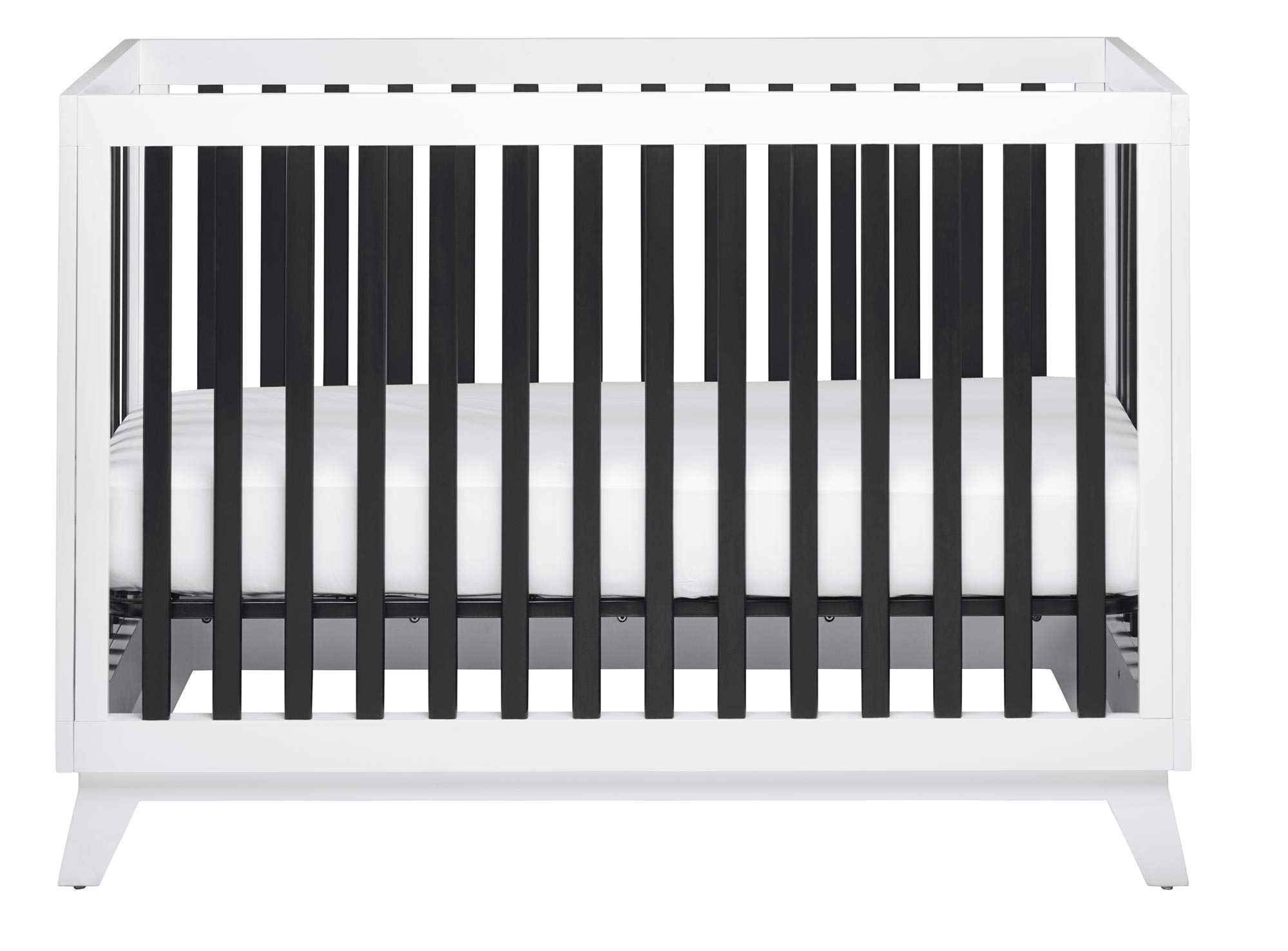 Little Seeds Rowan Valley Flint Crib - Black & White Convertible Baby Crib for Nursery, Toddler Bed & Daycare Use