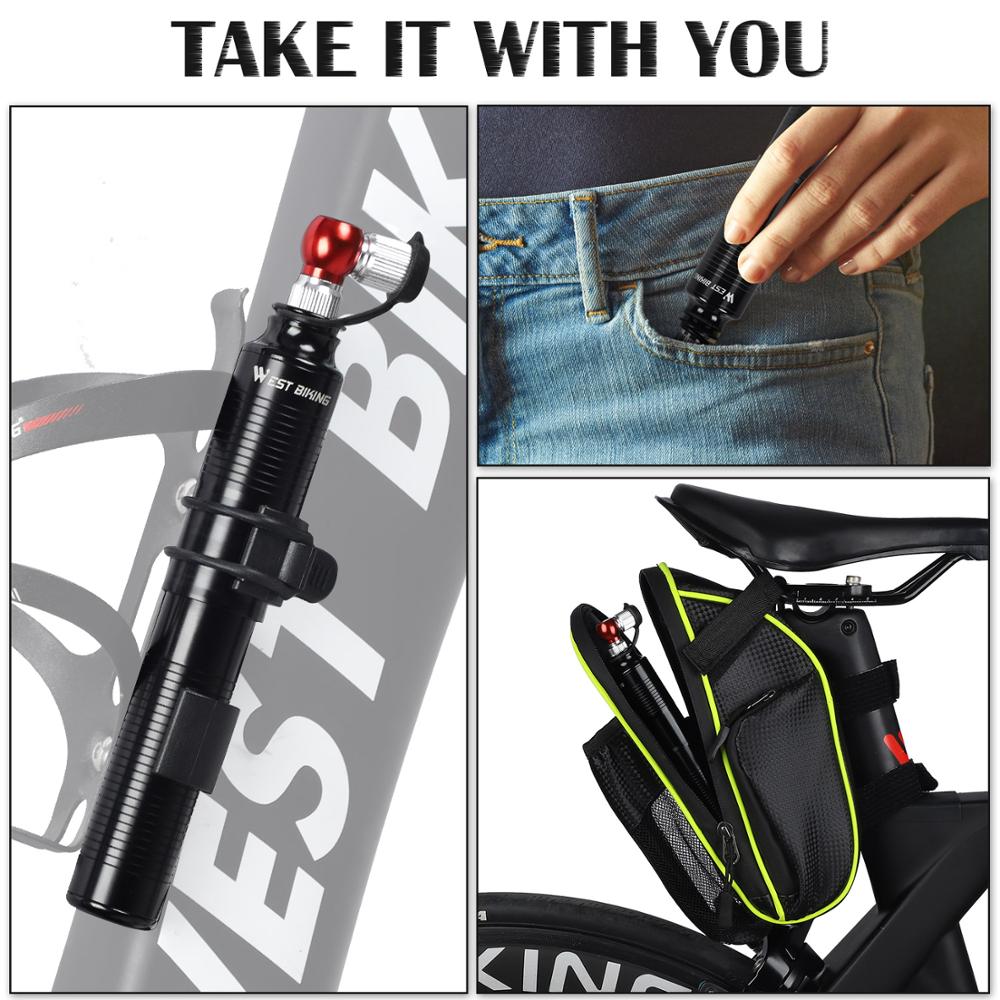 Portable Bike Pump with Presta & Schrader Valve - Compact Bicycle Tire Repair Kit with Tire Levers & Patch Tools - Ideal for MTB, Road Bikes & Cycling Emergencies - Perfect for On-the-Go Riders & Outdoor Adventures