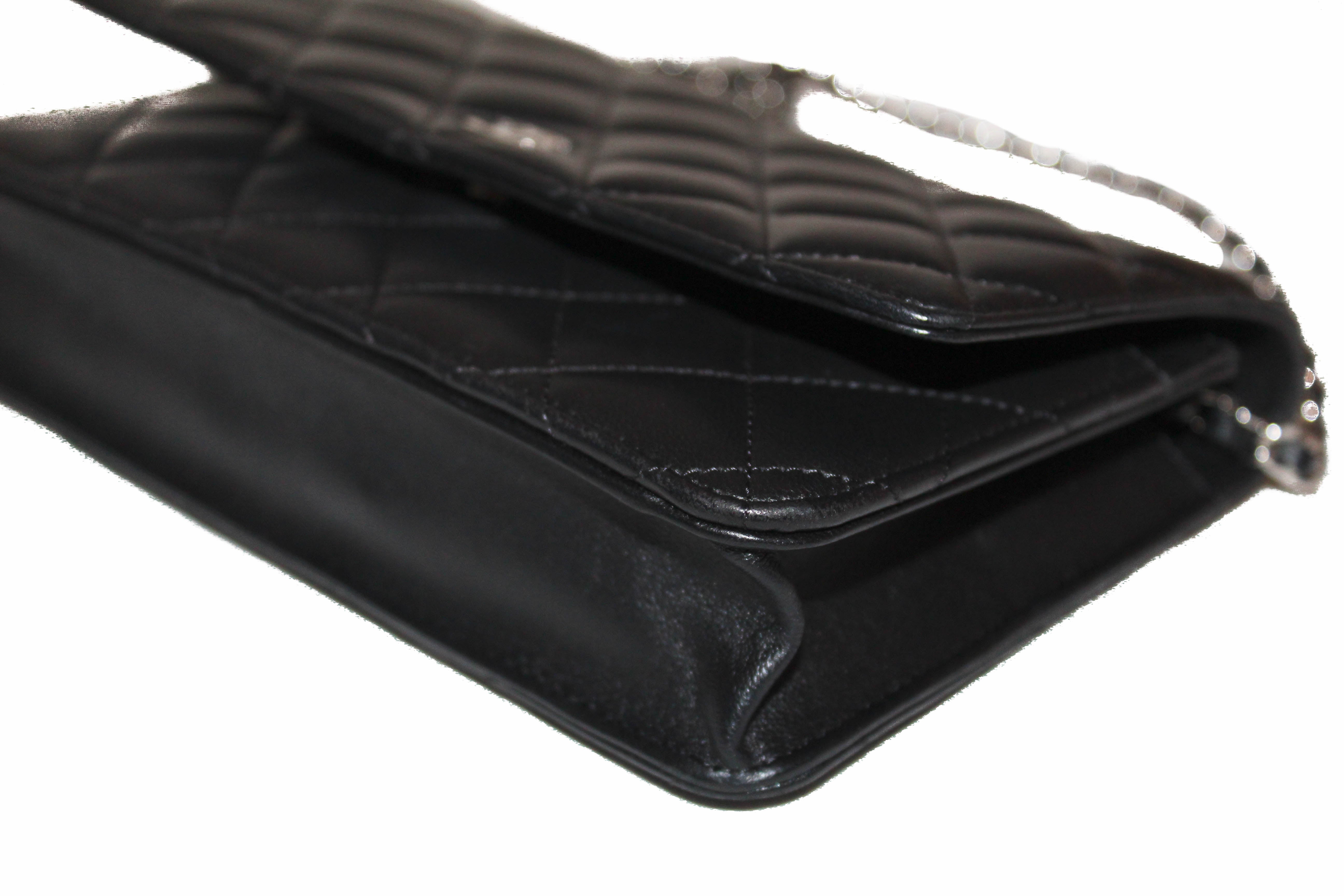 Authentic Chanel Black Quilted Lambskin Leather Wallet on Chain WOC Crossbody Bag - Luxury Designer Purse for Women, Perfect for Evening Events & Daily Use