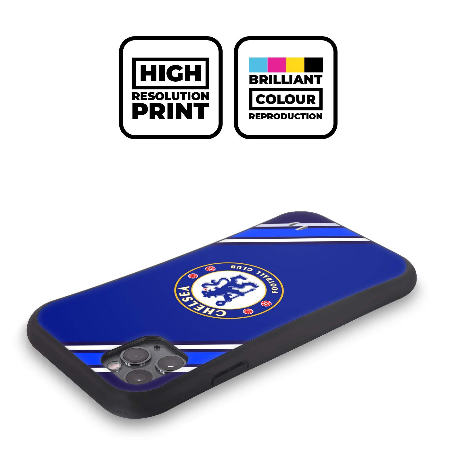 Official Chelsea FC Stripes & Crest Hybrid Case for iPhone 12/12 Pro - Durable Protection with Team Logo - Perfect for Fans, Matchdays & Everyday Use