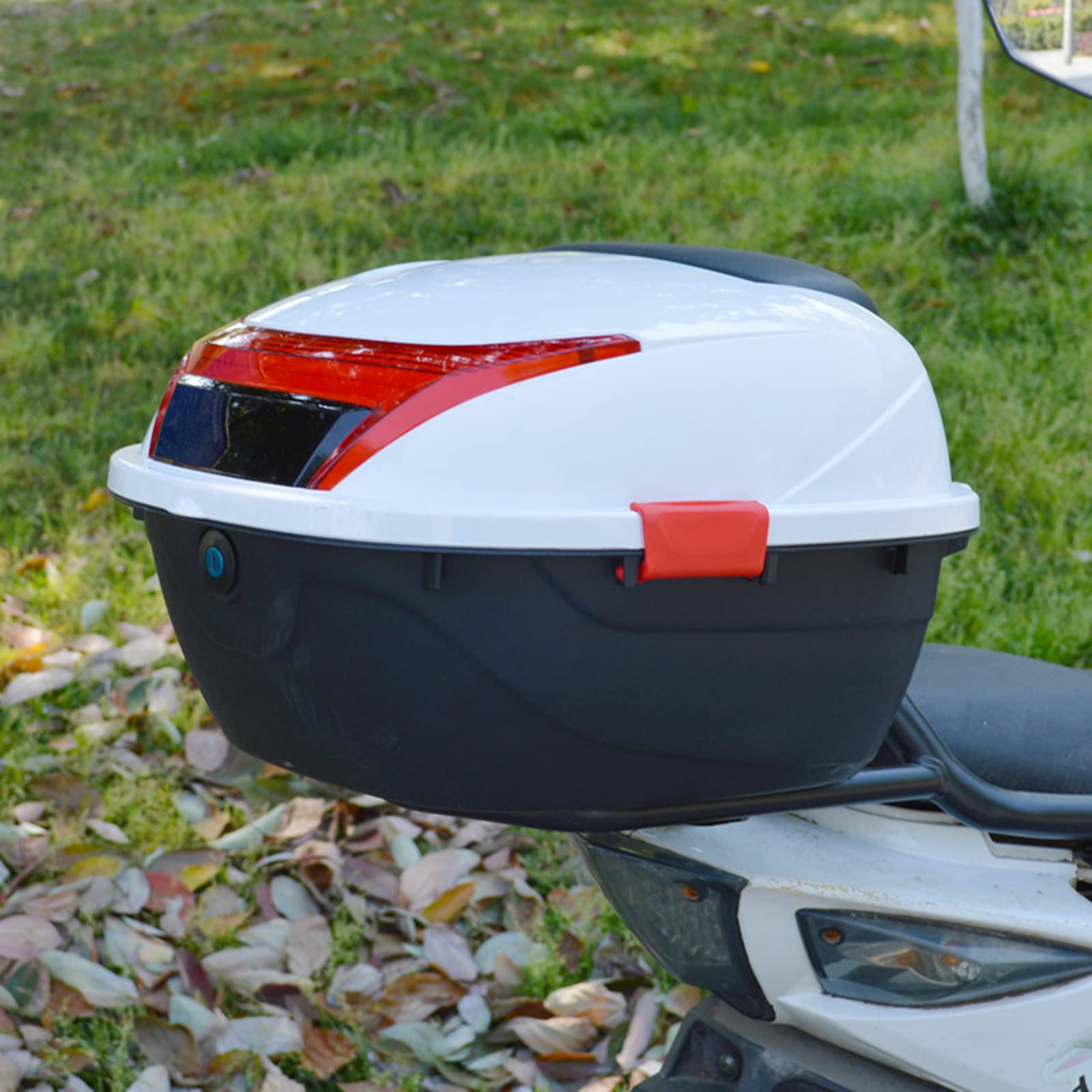 Motorcycle Scooter Top Box with Mounting Hardware - Store Helmet for Commuting & Travel