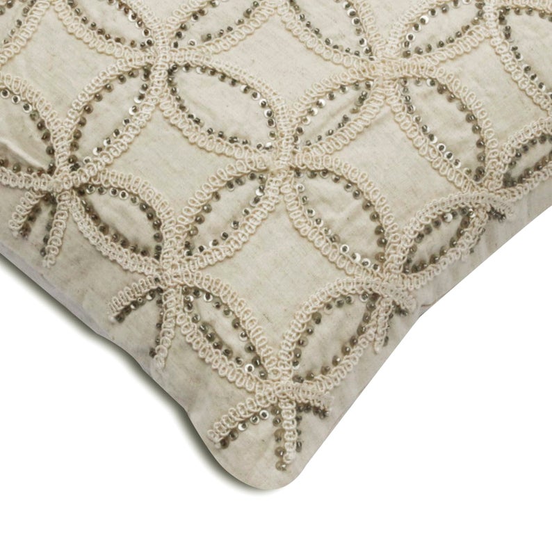 Alaina Beige Linen Throw Pillow Cover - Soft Decorative Cushion Case for Sofa, Bed, Chair - Home & Living Room Decor