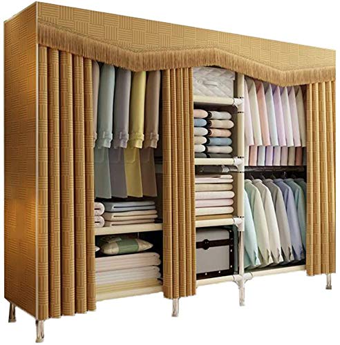 Portable Foldable Closet Organizer - Freestanding Wardrobe with Moisture Proof Fabric for Extra Storage | Brown Cloth Garment Armoire | Perfect for Bedroom, Dorm, Apartment & Travel Storage Solutions