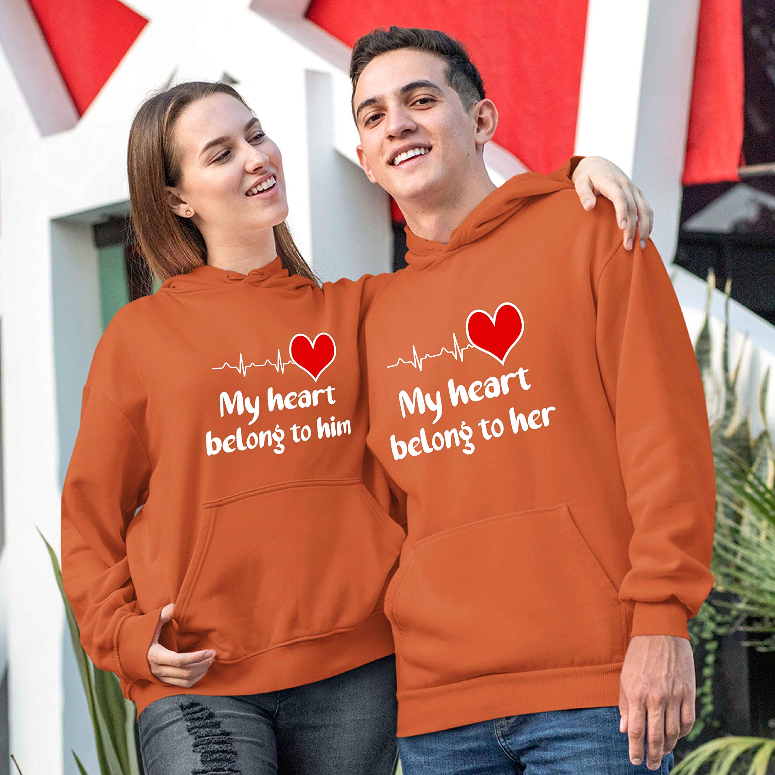 Best Family Gifts - My Heart Belongs To Him/Her Unisex Hoodies For Couples - Perfect For Date Nights & Cozy Evenings
