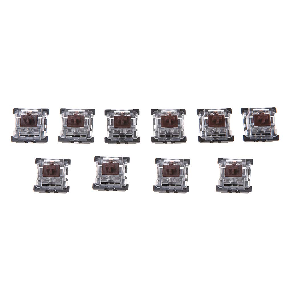 10Pcs Brown Mechanical Keyboard Switches - 3 Pin KeyCaps Compatible with Cherry MX Keyboards | Perfect for Gaming, Typing & Office Use