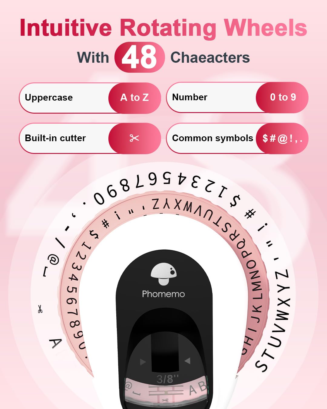 Phomemo Portable Embossing Label Maker Machine with 6 Rolls 3D Embossed Label Tapes - Retro Style for Kids DIY, Home, School & Office Organization (Pink) - Perfect for Crafting, Gift Wrapping & Storage Labeling