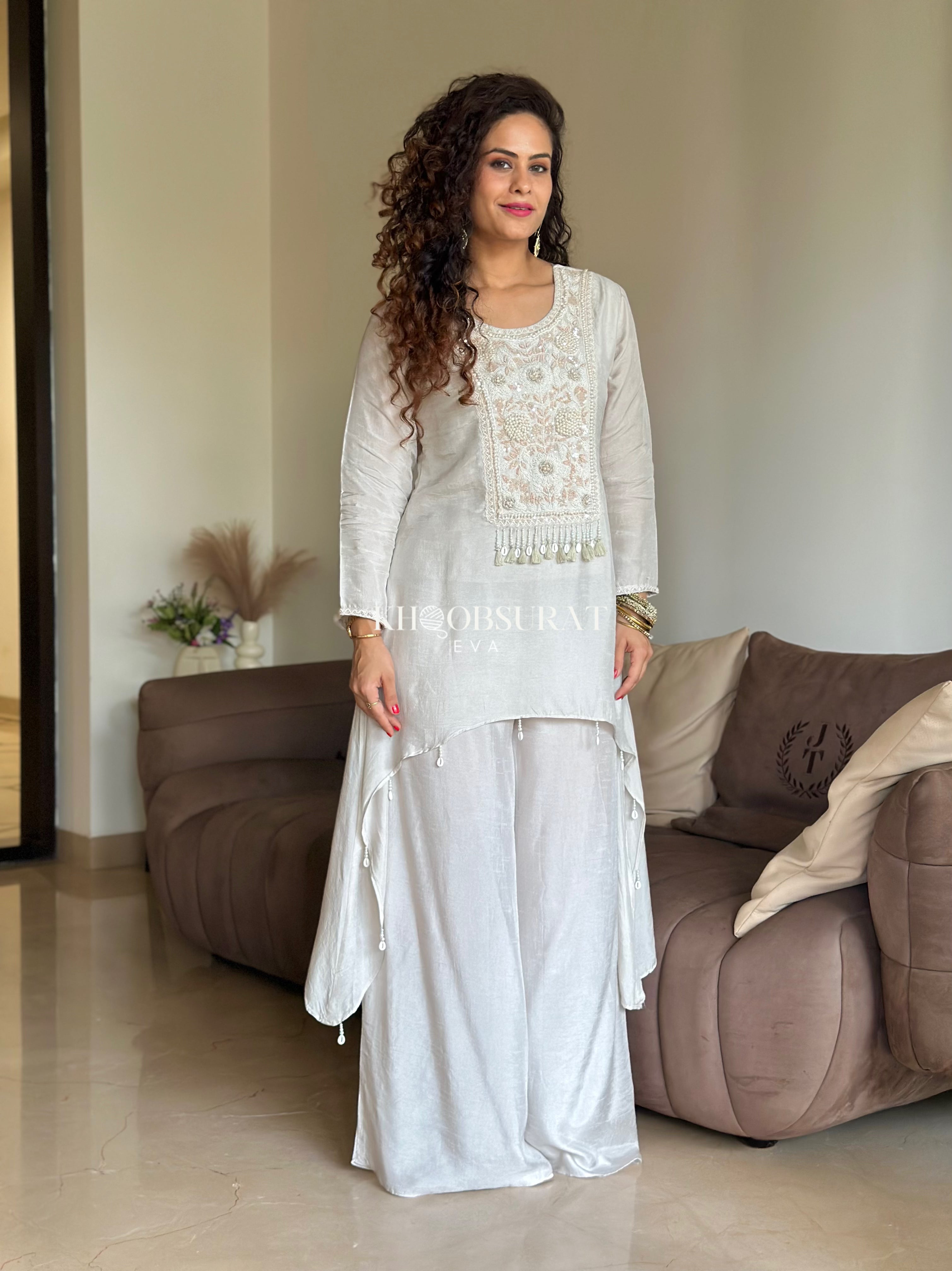 Elegant White Apsara Wedding Kurti Set for Brides - Perfect for Indian Weddings, Festivals & Special Occasions