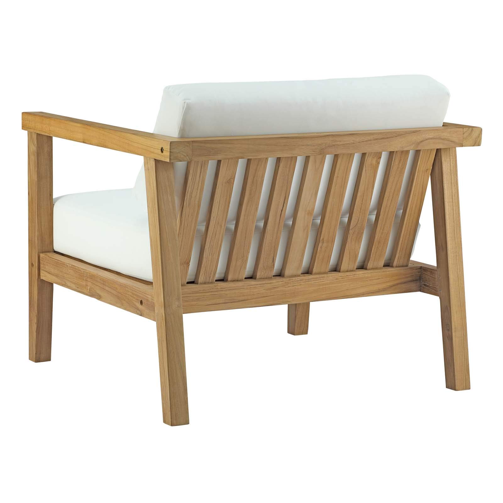 Modern Contemporary Outdoor Patio Balcony Lounge Chair and Side Table Set - Solid Wood, White & Natural Finish - Perfect for Poolside Relaxation, Garden Lounging, and Backyard Decor