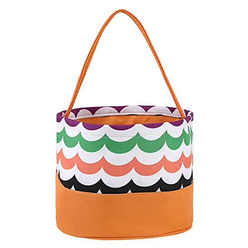 Xiaxiacole Halloween Trick or Treat Bags for Kids - White with Wave Design Candy Basket, Halloween Party Favor Bags & Children's Gift Buckets | Perfect for Trick-or-Treating, Halloween Parties & Classroom Treats