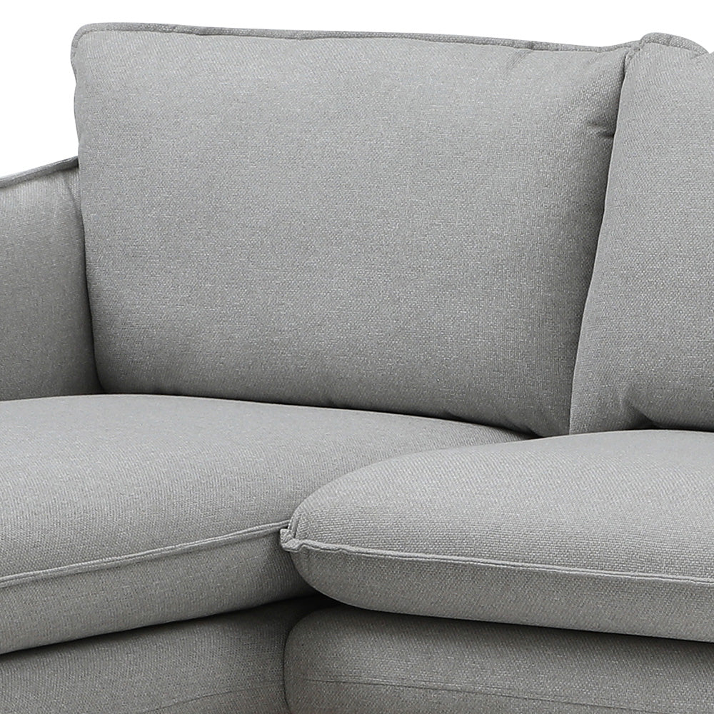 BRONTE 3-Seater Sofa with Left Chaise in Light Grey & Oak - Modern Living Room Furniture for Small Spaces