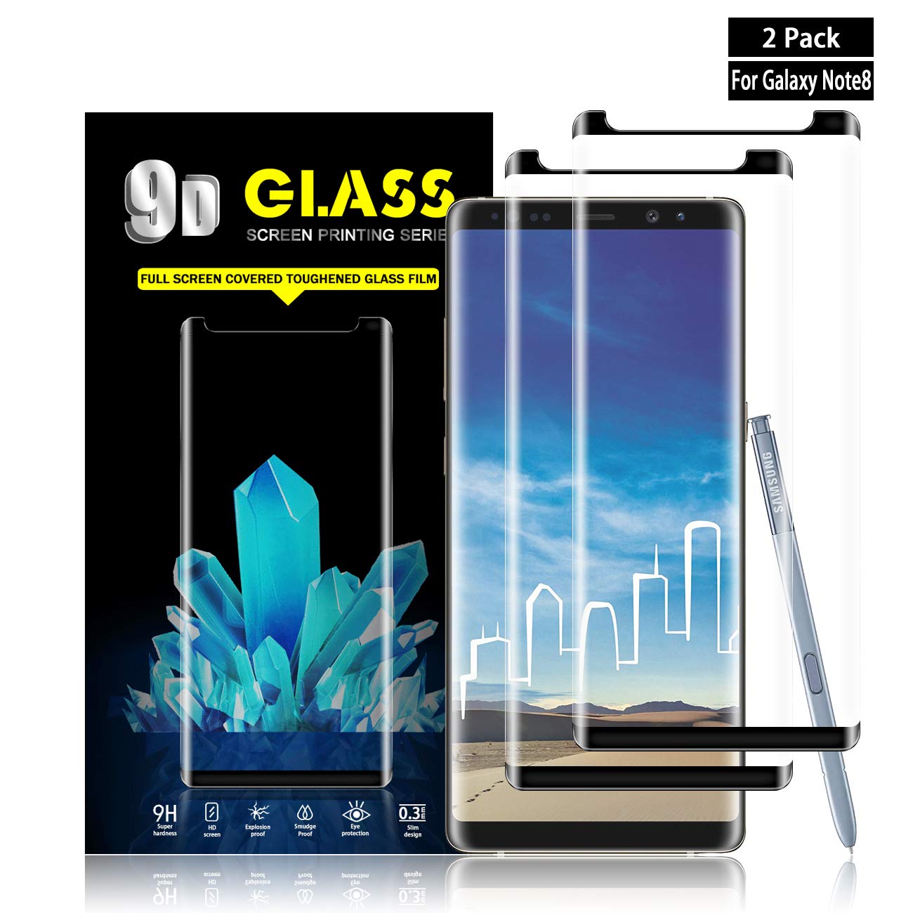 **YEYEBF Galaxy Note 8 Tempered Glass Screen Protector [2 Pack] – Full Coverage, 3D Touch, Bubble-Free, Case-Friendly – Shatterproof Protection for Samsung Galaxy Note 8 – Perfect for Work, Gaming & Daily Use**