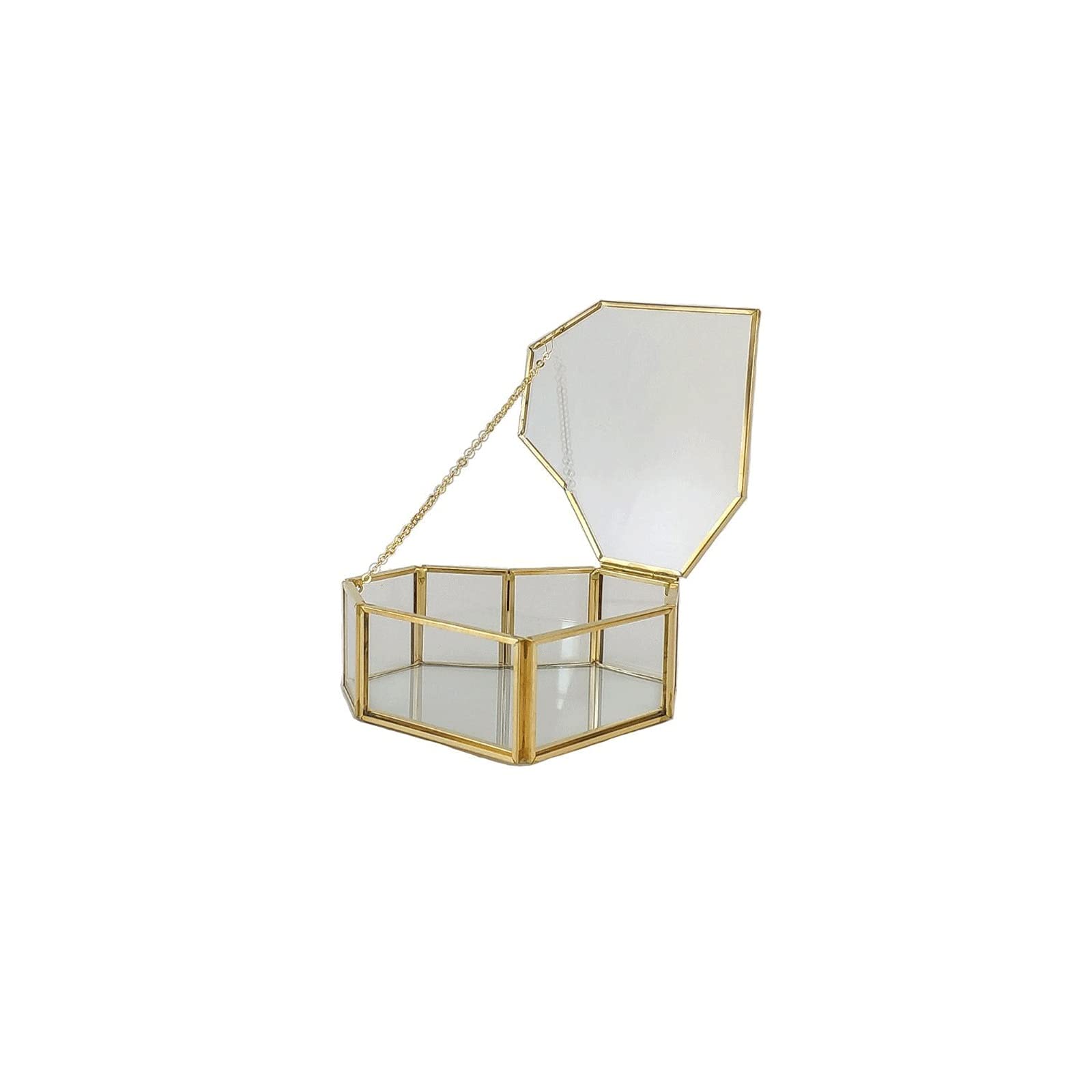 SHANGMAOYO Glass Jewelry Box - Wedding Ring Storage Box with Greenery & Succulent, Glass Terrarium Ring Bearer for Wedding Ceremony, Engagement, Proposal & Gift (One Color)
