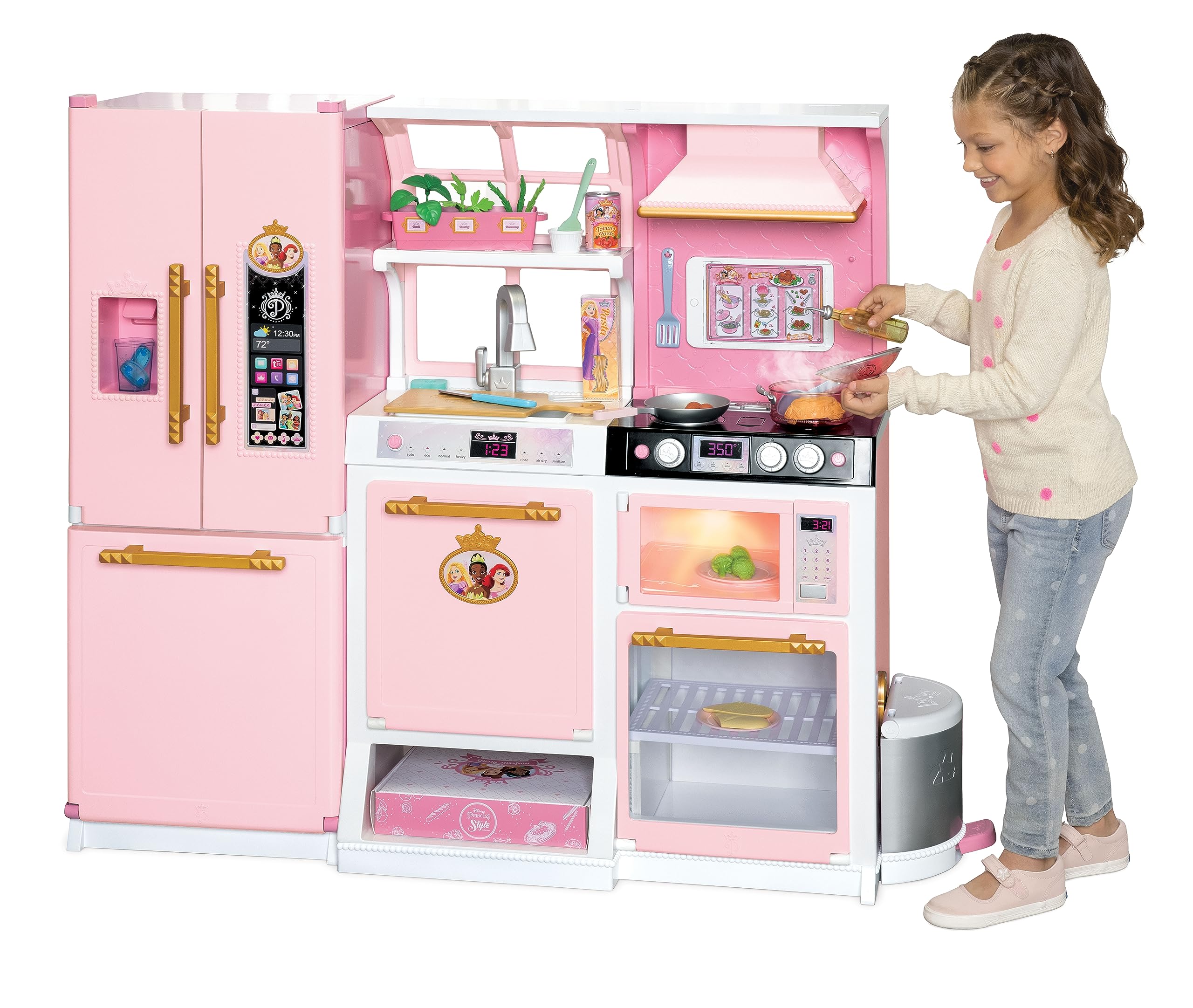 Disney Princess Pretend Play Kitchen Set for Kids - Interactive Toy Kitchen with Realistic Steam, 35+ Accessories & Complete Meal Kit - Perfect for Role Play, Birthday Gifts & Preschool Learning