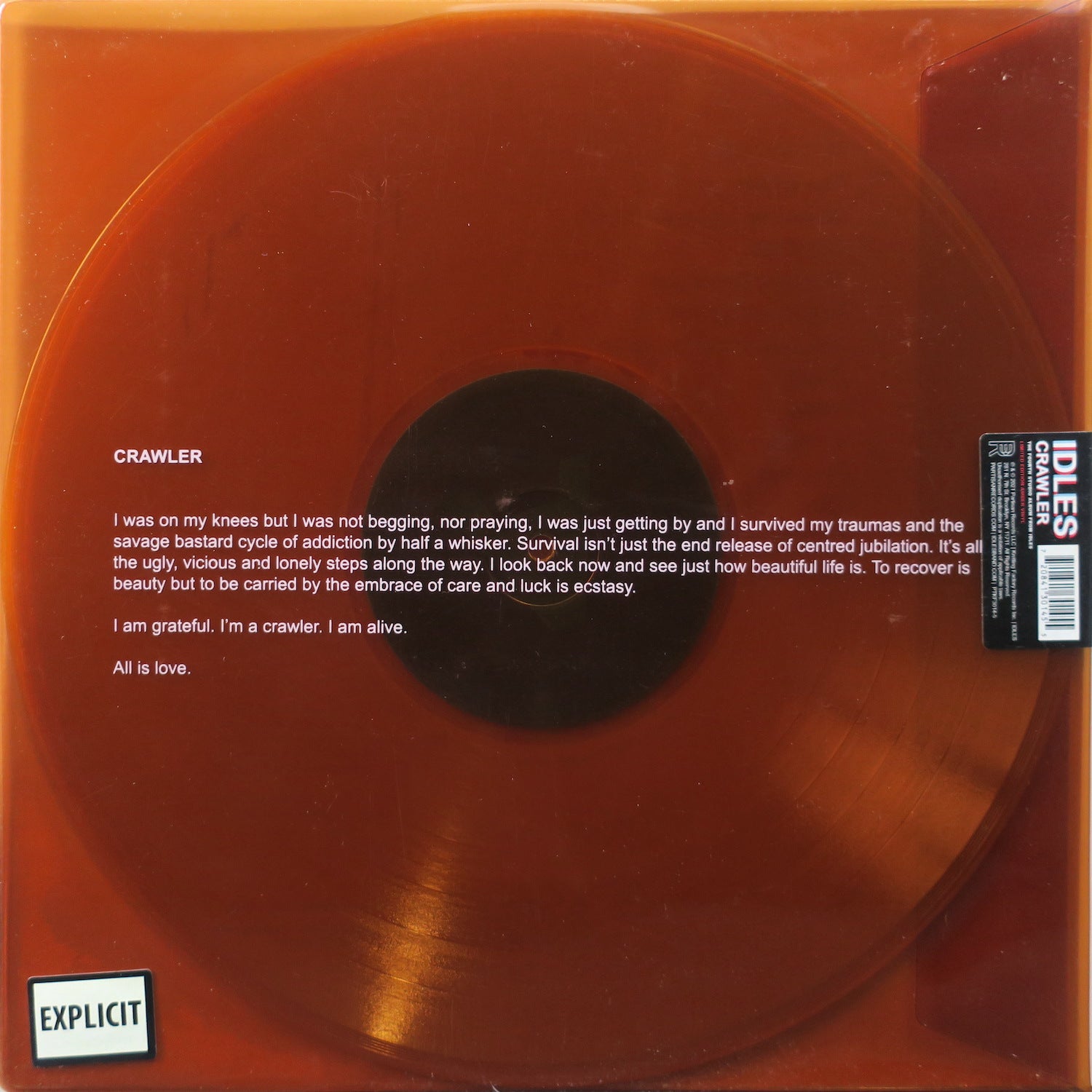 IDLES 'Crawler' AMBER Vinyl LP Record - Limited Edition Alternative Rock Music Album for Vinyl Collectors & Music Lovers - Perfect for Home Listening, Gifts & Record Collections