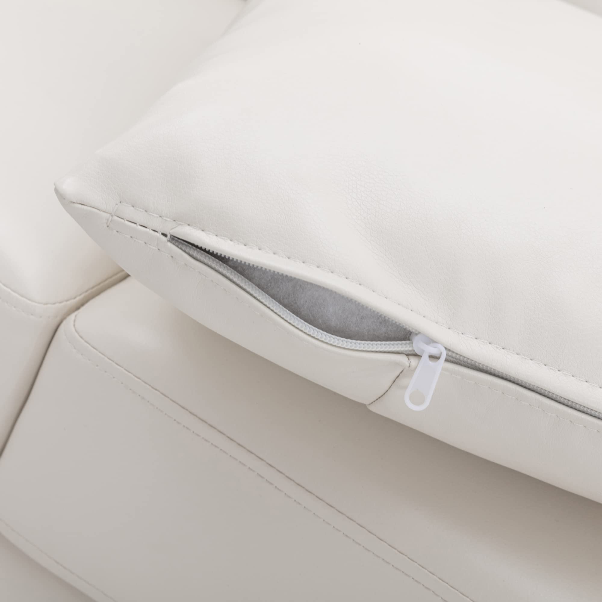 Modern Faux Leather Loveseat Sofa - White Luxury Sleeper Couch for Living Room, Apartment & Office - Comfortable Small Space Furniture for Relaxing, Reading & Napping