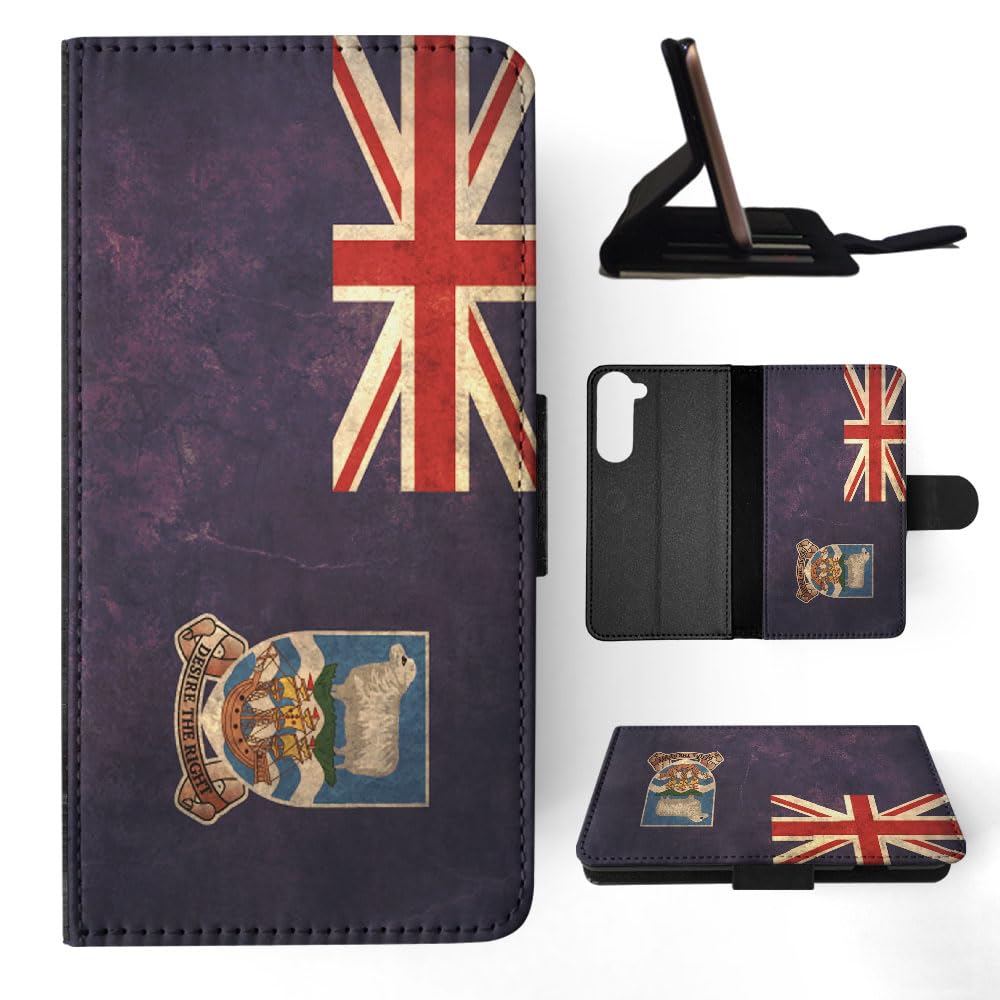 Premium Falkland Islands Flag Flip Wallet Phone Case for Samsung Galaxy S23+ Plus - Stylish Protective Cover with Card Slots for Everyday Use & Travel