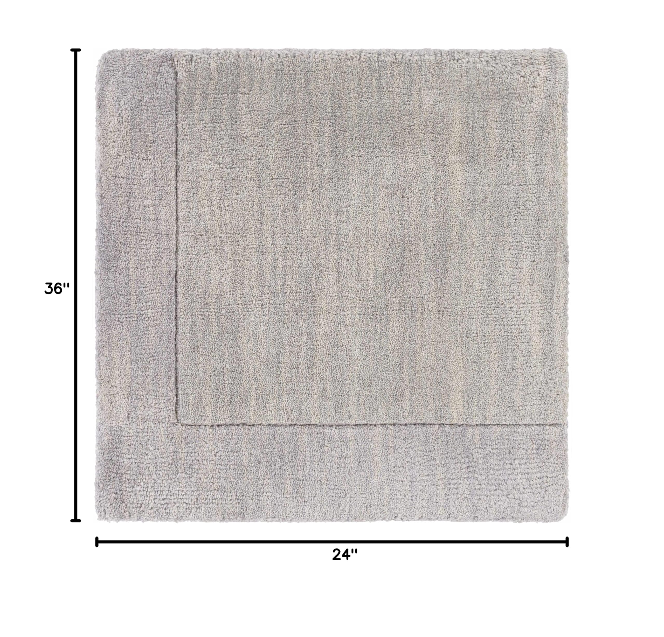 Champion Wool Area Rug for Living Room & Bedroom - Solid Gray with Border - 2' x 3' - Soft & Durable - Perfect for Cozy Home Decor, Office Spaces, and High-Traffic Areas