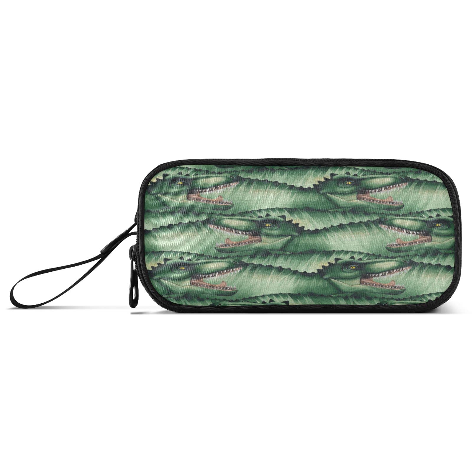 3D Dinosaurs Print Pencil Case - Vintage Animal Cartoon Pen Pouch Holder with 3 Compartments, Large Capacity Stationery Organizer for School, Office & Travel - Perfect for Teens & Adults (Makeup Bag Alternative)