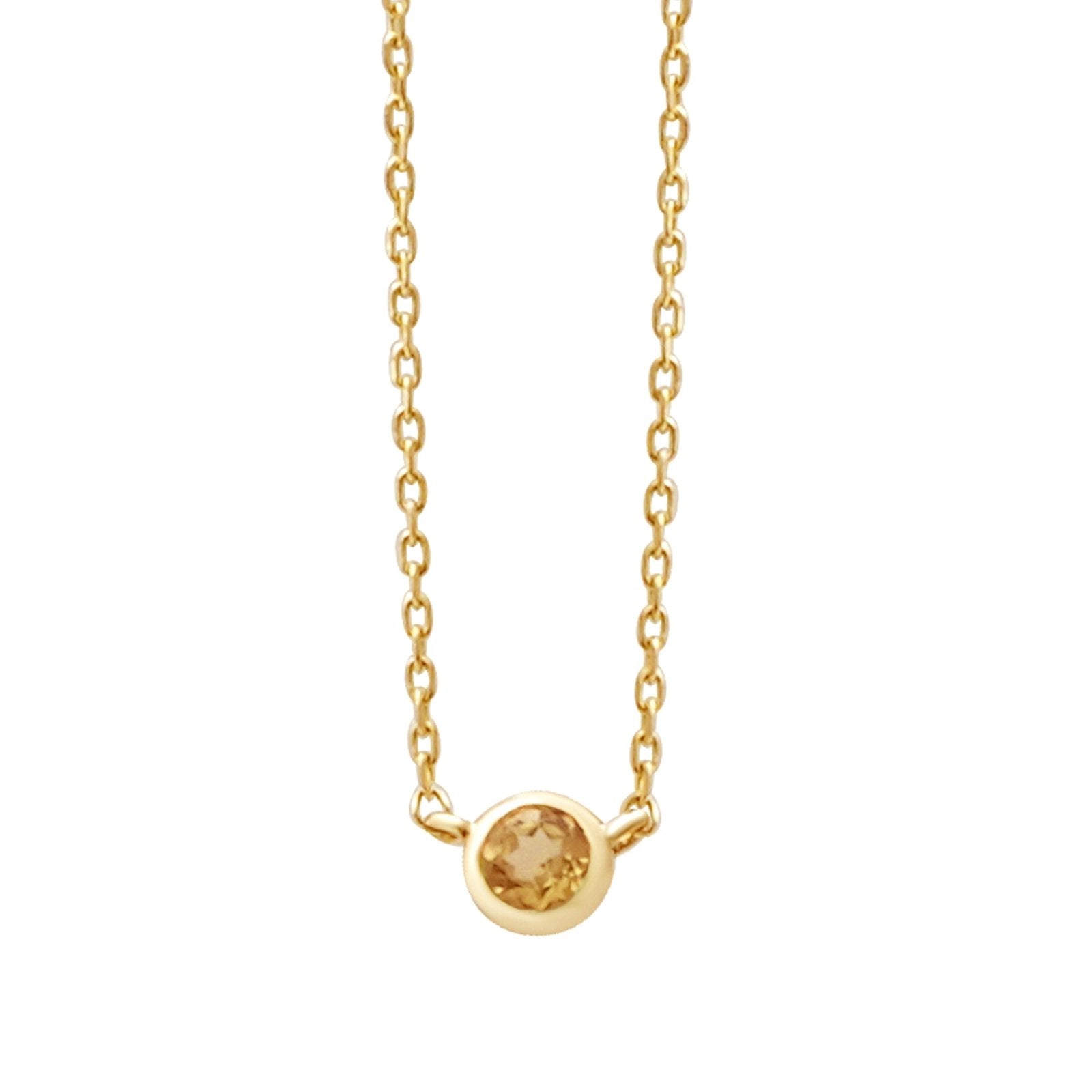 14k Yellow Gold Citrine Station Necklace - Bezel Set Gemstone Jewelry for Women, Gift for Her, Birthday, Anniversary, Valentine's Day