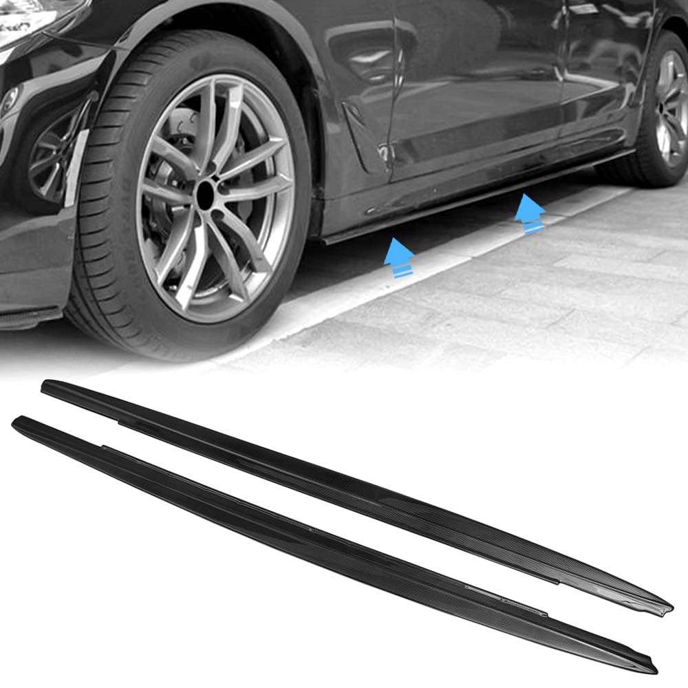 Carbon Fiber Style ABS Plastic Side Skirts for 2017-2022 BMW 5 Series G30 & M5 F90 (2PCS) - Black - Enhance Your M Sport Sedan's Aerodynamics & Style