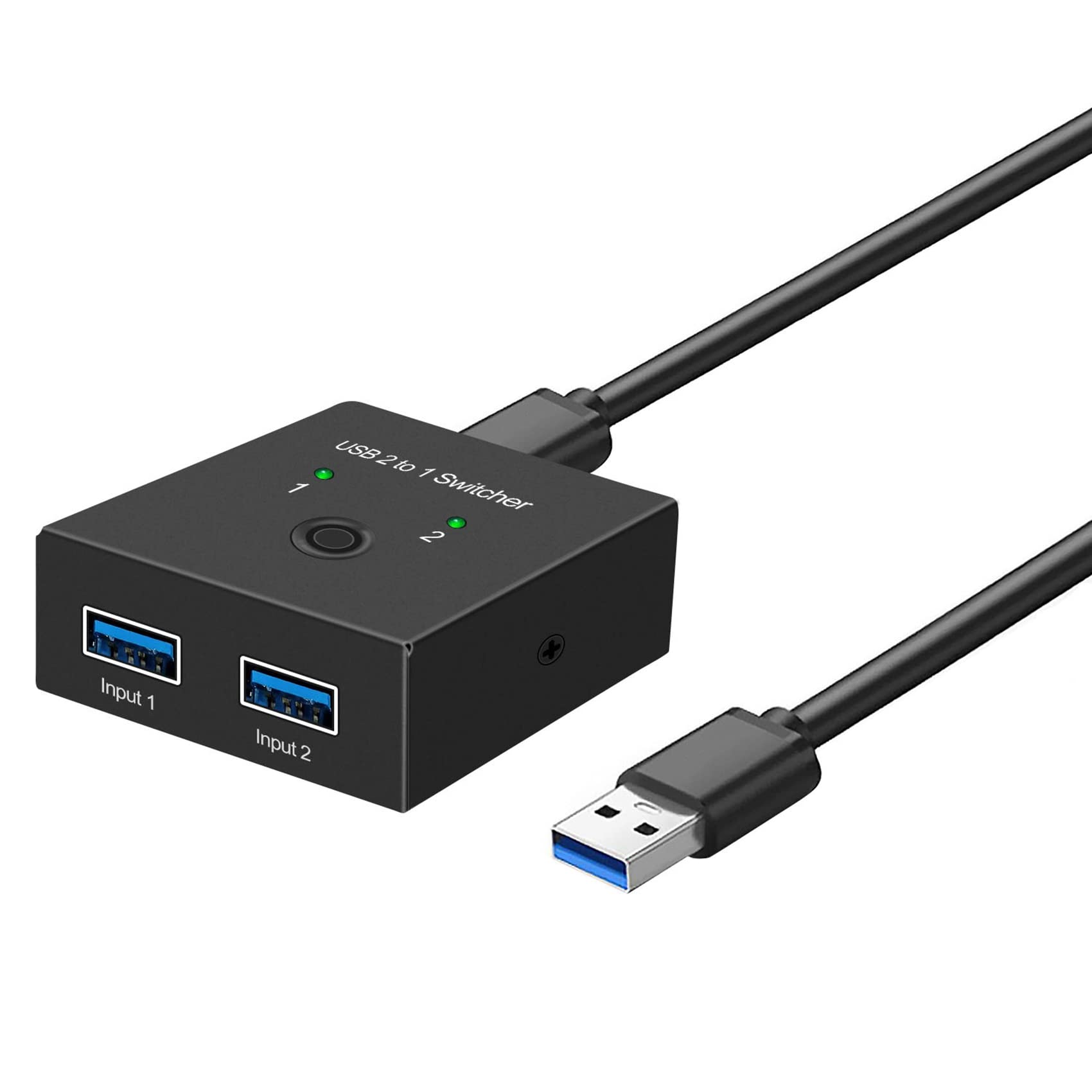 2 Port USB 3.0 KVM Switch - 2 in 1 Out USB Hub for Sharing Printers, Scanners & Peripherals Between 2 Computers | Perfect for Home Office & Multi-Device Workstations