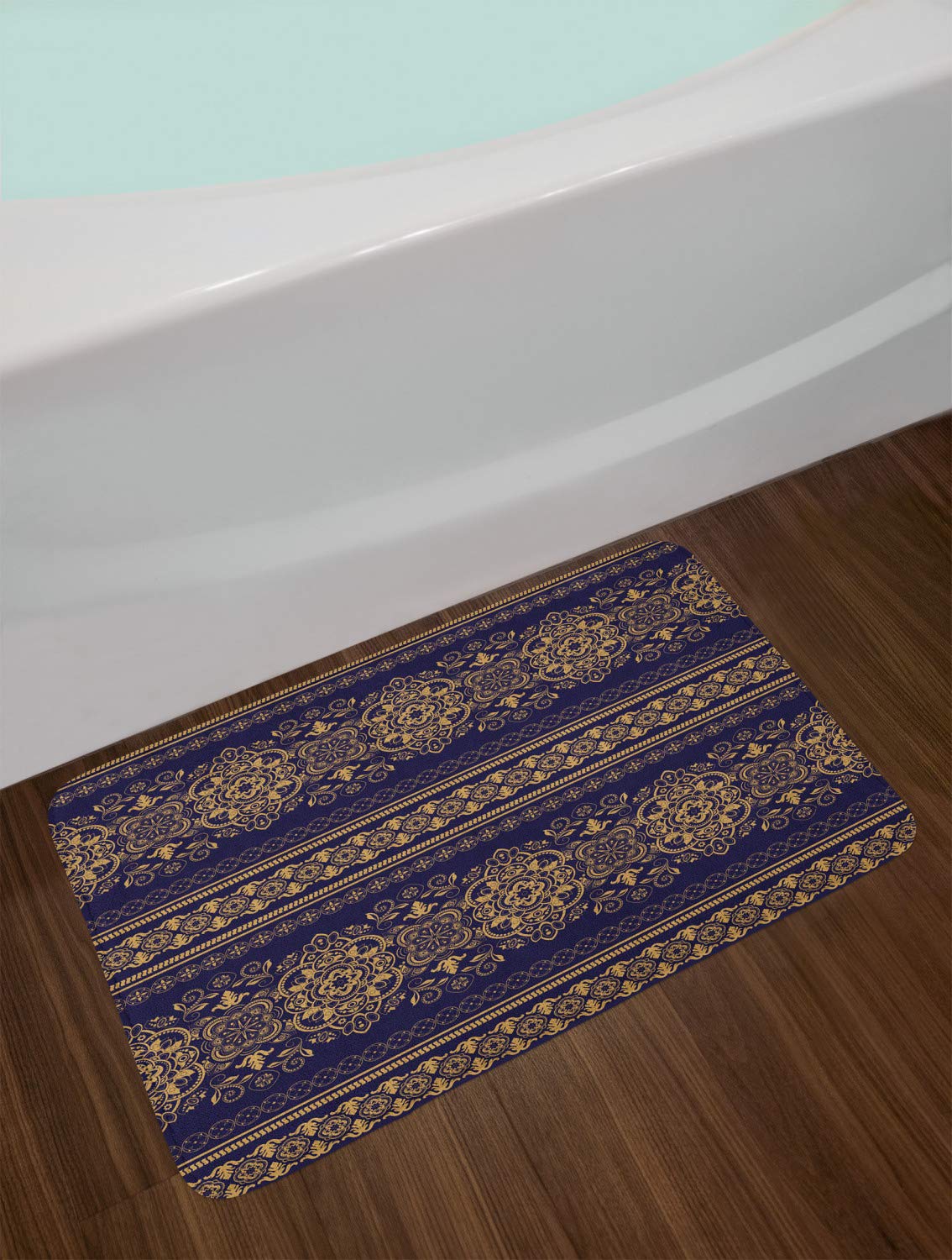 Ambesonne Non-Slip Turkish Bath Mat - Damask Medieval Floral Design with Rich Details, 30