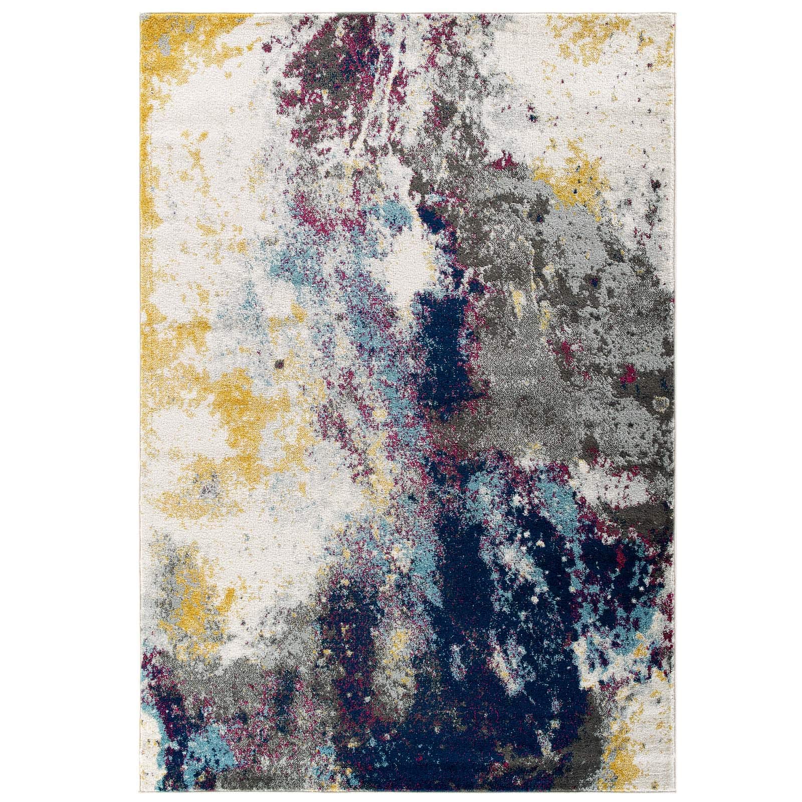 Modern Contemporary Urban Design Blue Area Rug - Soft Fabric Floor Carpet for Living Room, Lounge & Bedroom Decor | Perfect for Home, Office & Apartment Style