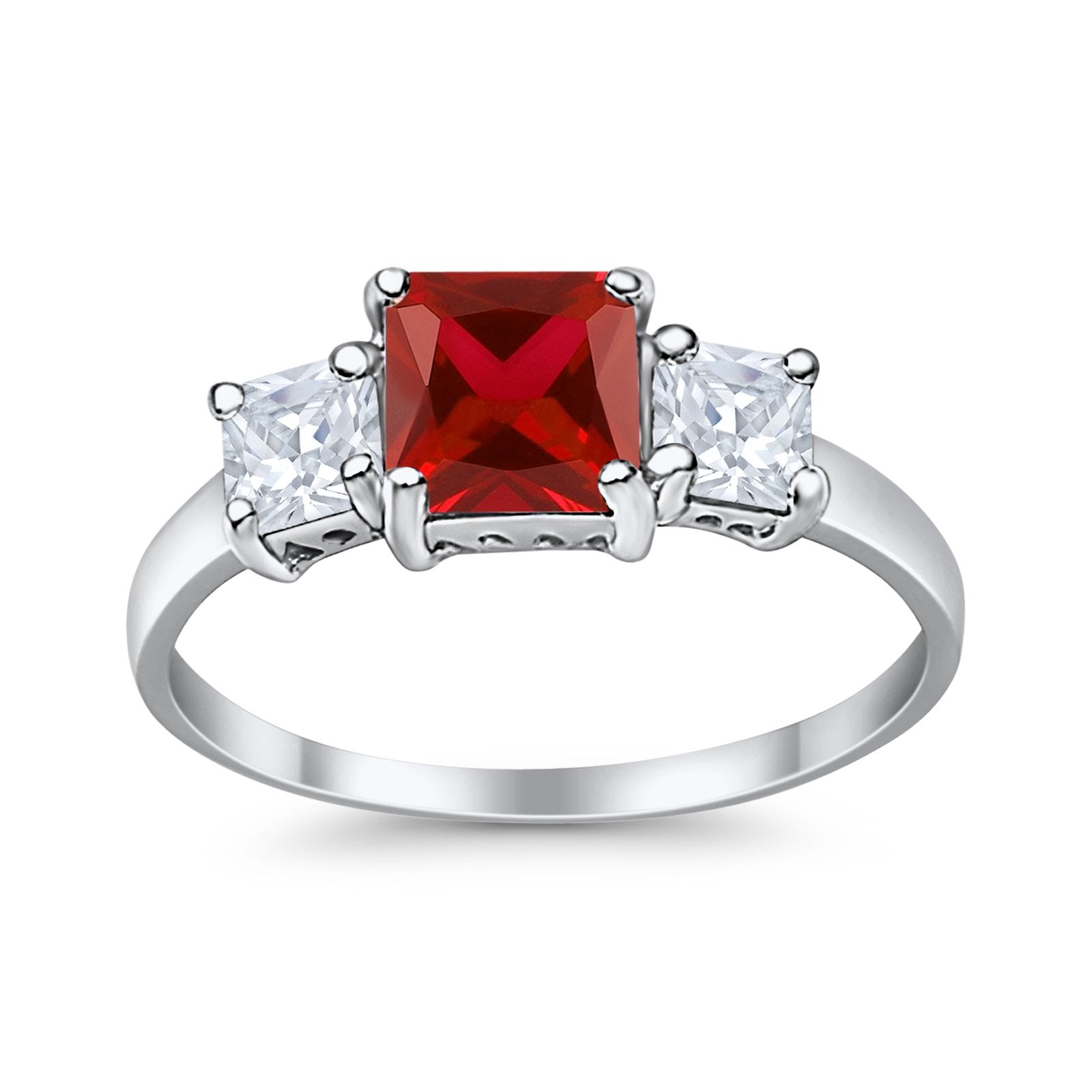 3 Stone Princess Cut Cubic Zirconia Ring - 925 Sterling Silver Fashion Jewelry for Women - Perfect for Weddings, Anniversaries & Special Occasions