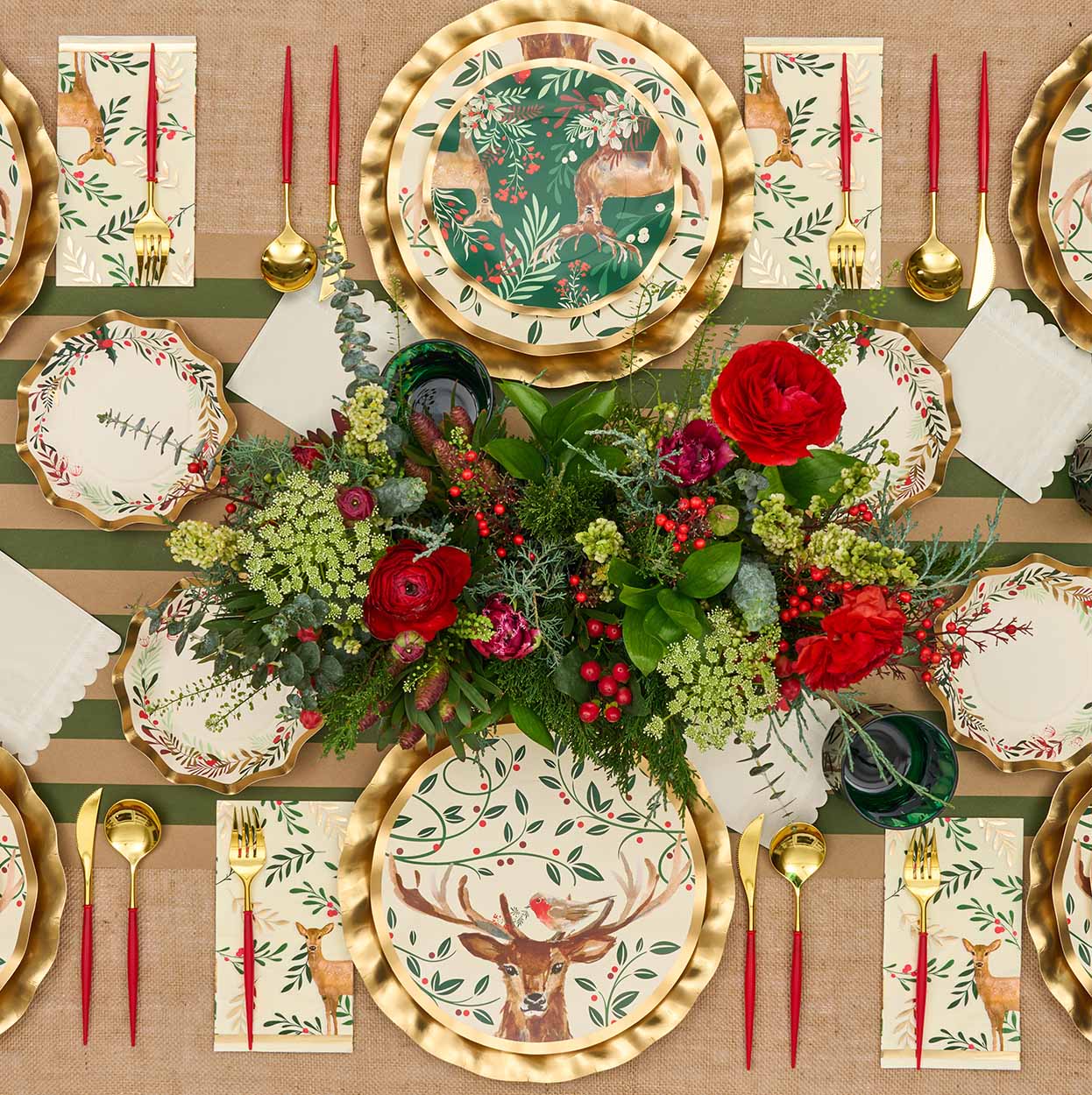 Christmas Forest Table Setting - Elegant Holiday Dinnerware Set for Festive Dining & Party Decorations | Perfect for Christmas, Thanksgiving & Winter Gatherings