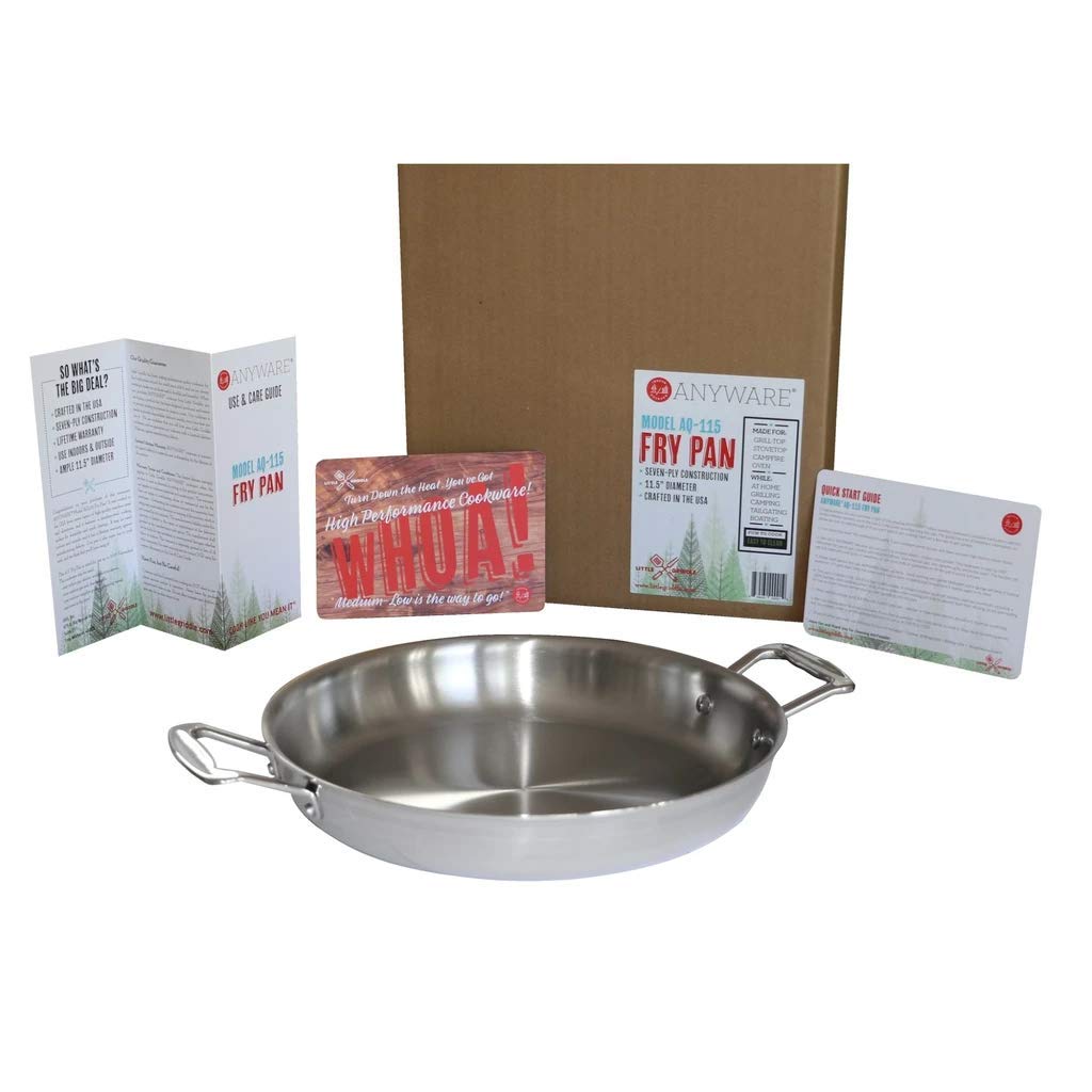 Little Griddle ANYWARE 7-Ply Stainless Steel Fry Pan - Induction Ready, Lifetime Guaranteed - 5-Layer Aluminum Core with Dual Helper Handles - Perfect for Outdoor Camping, Indoor Cooking & RV Kitchens