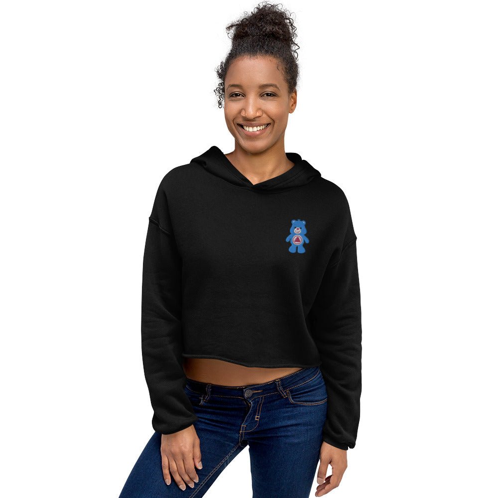 Serenity Cub Embroidered Women's Cropped Hoodie - Soft Pullover Sweatshirt for Casual Wear, Gym & Street Style Fashion