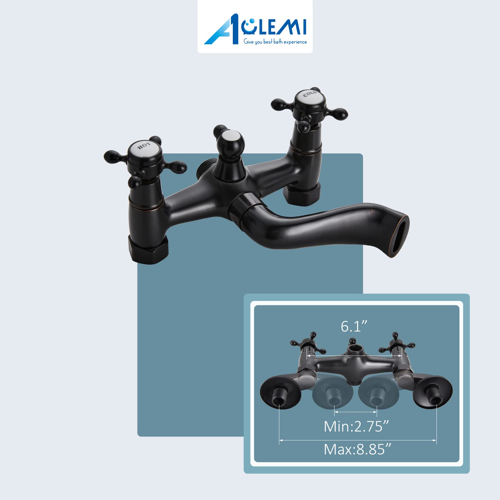 **Aolemi Vintage Oil Rubbed Bronze Clawfoot Tub Faucet Set - Wall Mount Bathtub Filler with Handheld Shower Sprayer & Double Cross Handle - Perfect for Classic Bathroom & Spa Retreats**