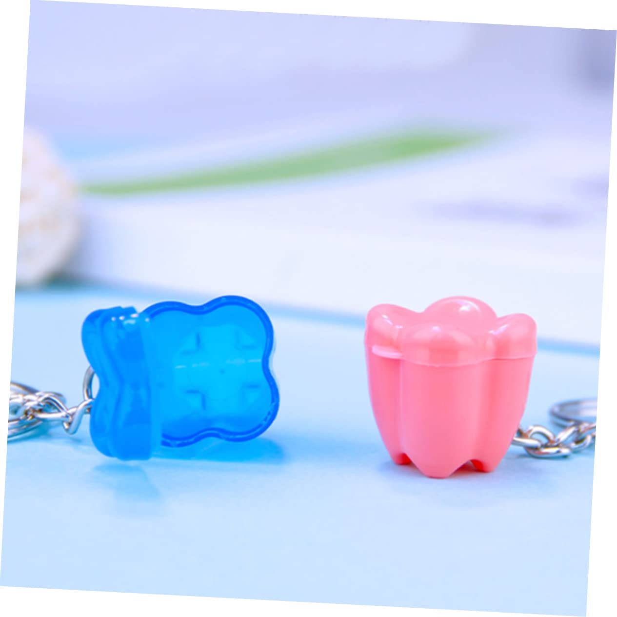 COOLHIYA 5-Pack Plastic Tooth Keychain Holder - Hanging Bag Keyring Case for Teeth Storage | Perfect for Dentist Visits, Travel & Kids Tooth Fairy Gifts