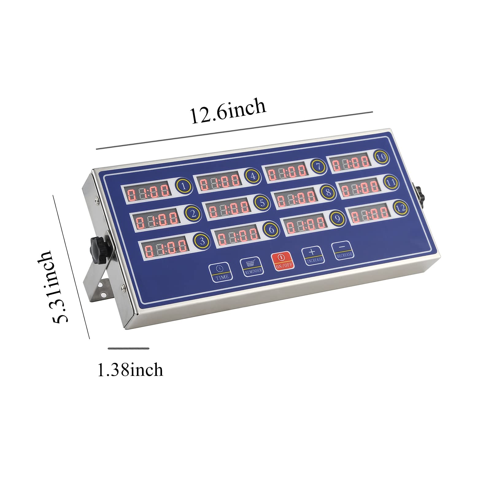 12-Channel Digital Kitchen Timer with Loud LED Display - Stainless Steel Countdown Timer for Restaurants, Pizza, Coffee, Fast Food & Fries Cooking - Perfect for Commercial Kitchens & Food Service