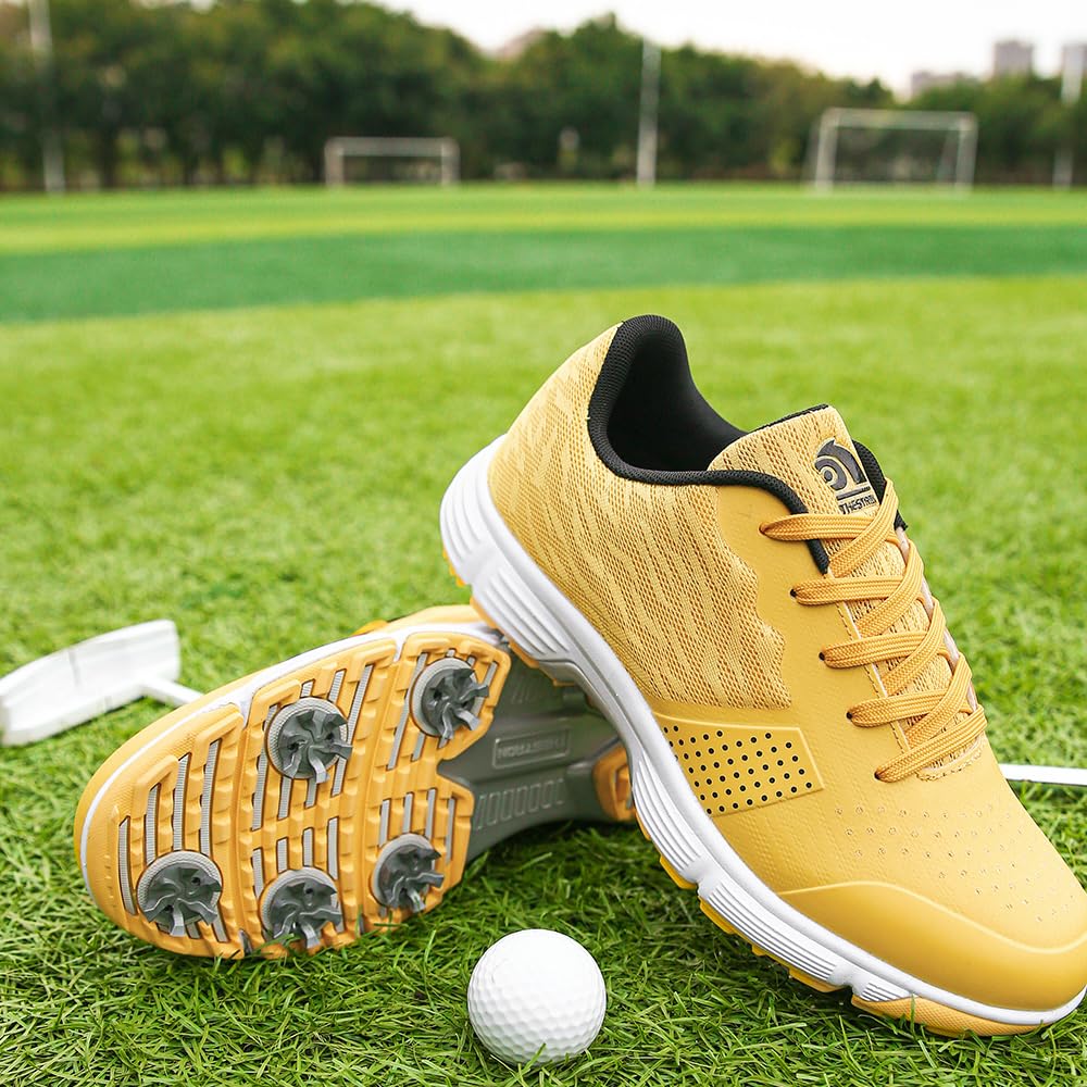 THESTRON Men's Golf Shoes - Breathable Mesh Spiked Golf Sneakers for Walking & Training - Lightweight Comfortable Golf Shoes for Men - Perfect for Golf Course, Driving Range & Outdoor Sports