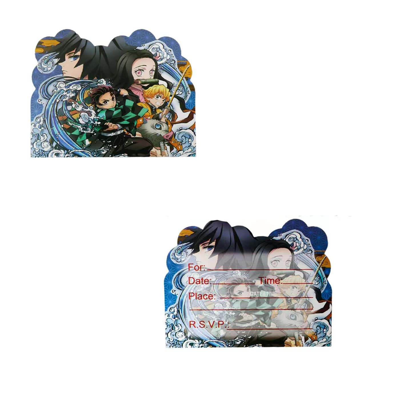Demon Slayer Anime Invitation Cards - 20 Pack Multicolor 6.5x4.8 Inch Premium Cardstock - Perfect for Kids Birthday Parties, Anime Themed Events & Cosplay Gatherings