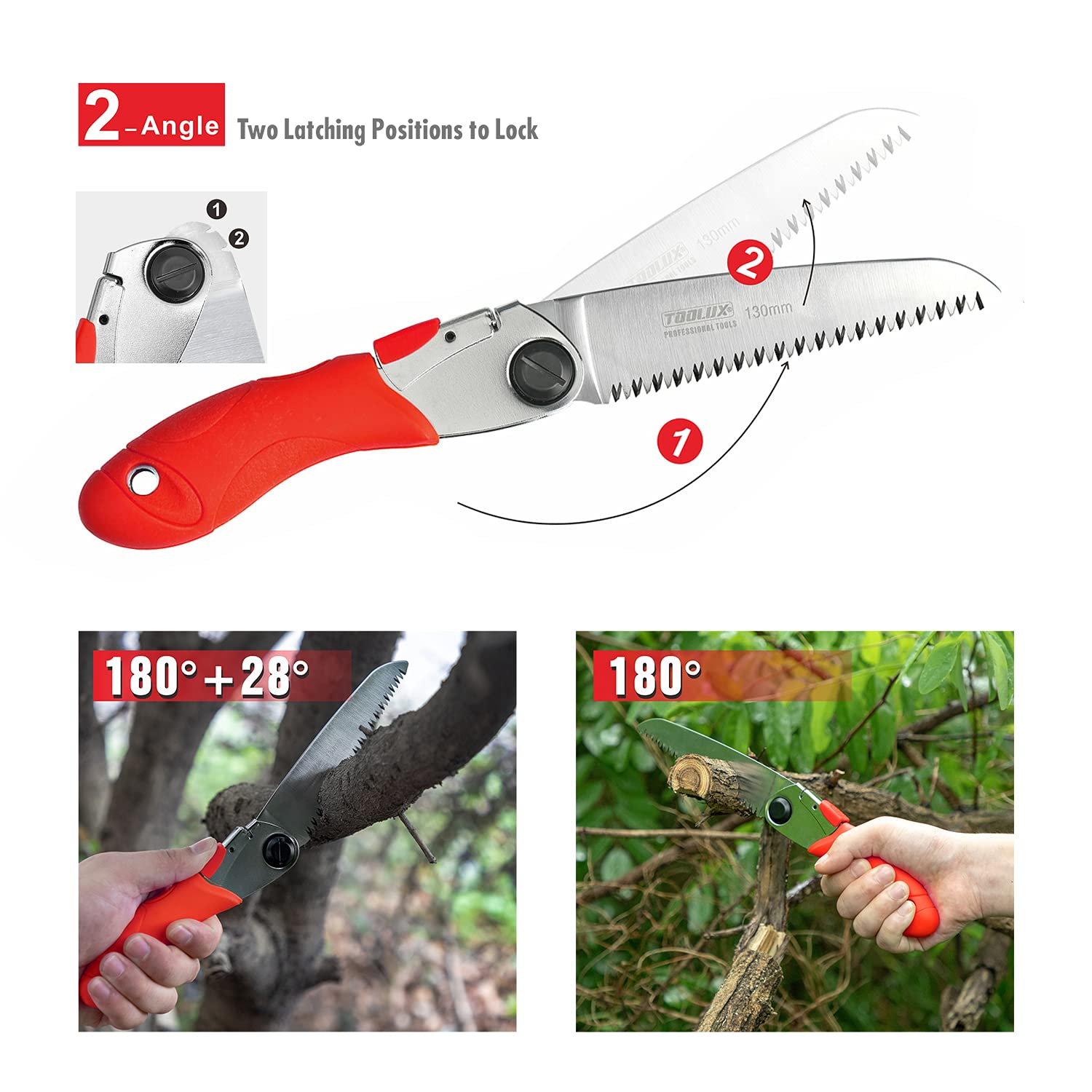5 Inch Folding Pruning Saw with Razor Teeth - Compact Hand Saw for Tree Branches, Wood Cutting, Camping & Outdoor Use - Includes Portable Carrying Case