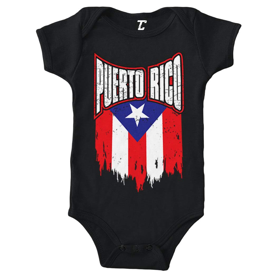 Puerto Rico Torn Flag Strong Proud Bodysuit - Patriotic Baby Onesie for Independence Day & Cultural Celebrations