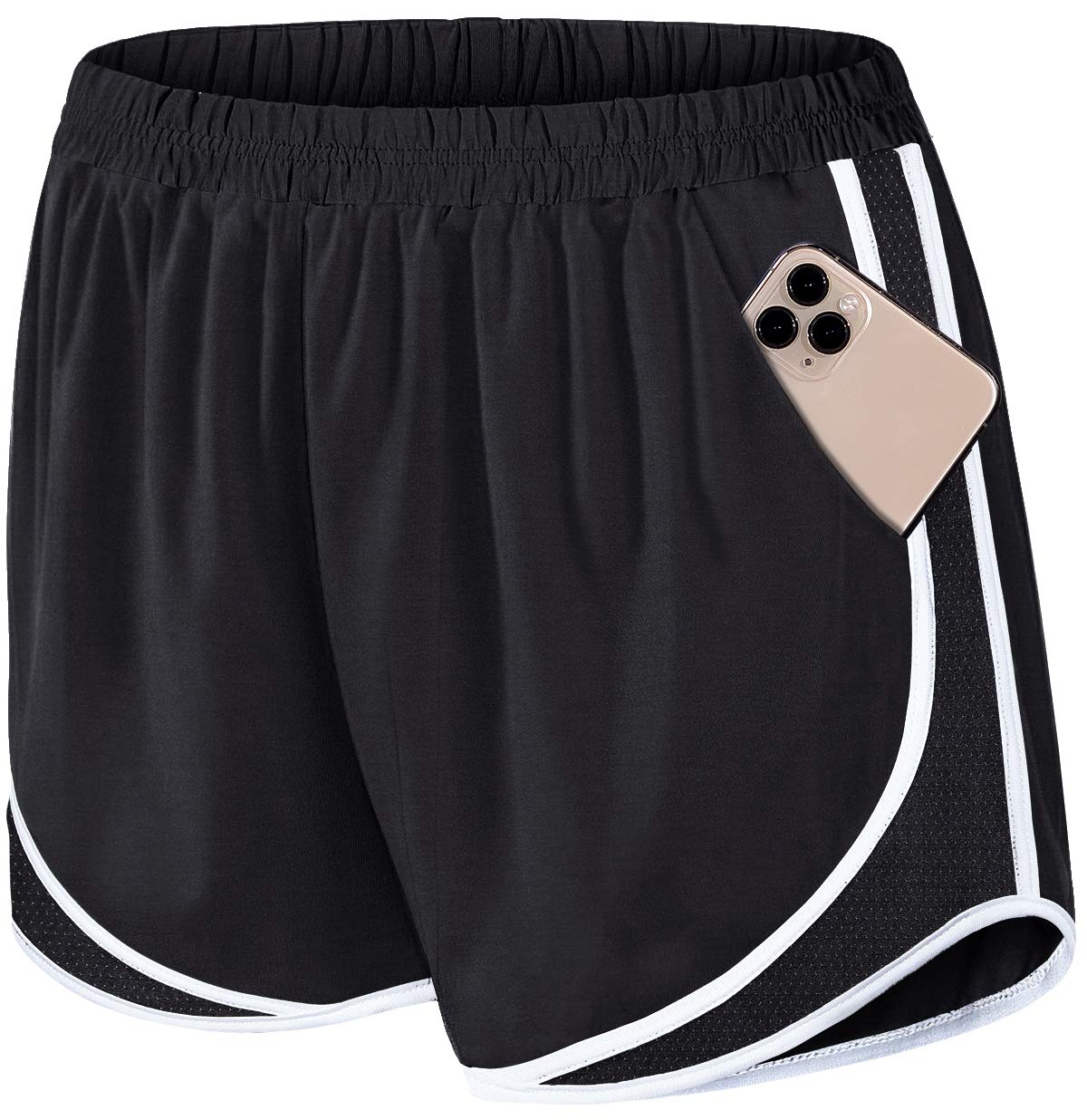 Fulbelle Women's Running Shorts with Pockets - Double Layer Athletic Workout Gym Shorts for Yoga, Jogging & Fitness Training