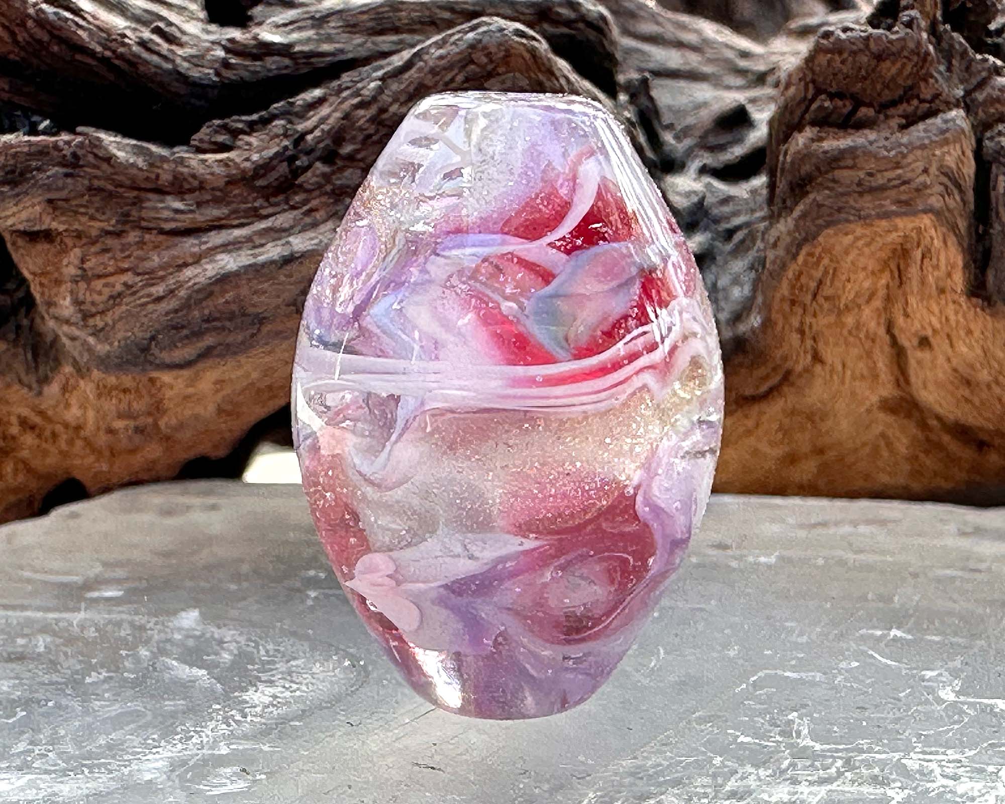 Sparkling Pink Rose Lampwork Glass Focal Bead for Jewelry Making - DIY Necklace, Bracelet, Earrings Designs - Perfect for Handmade Gifts and Boho Style Accessories