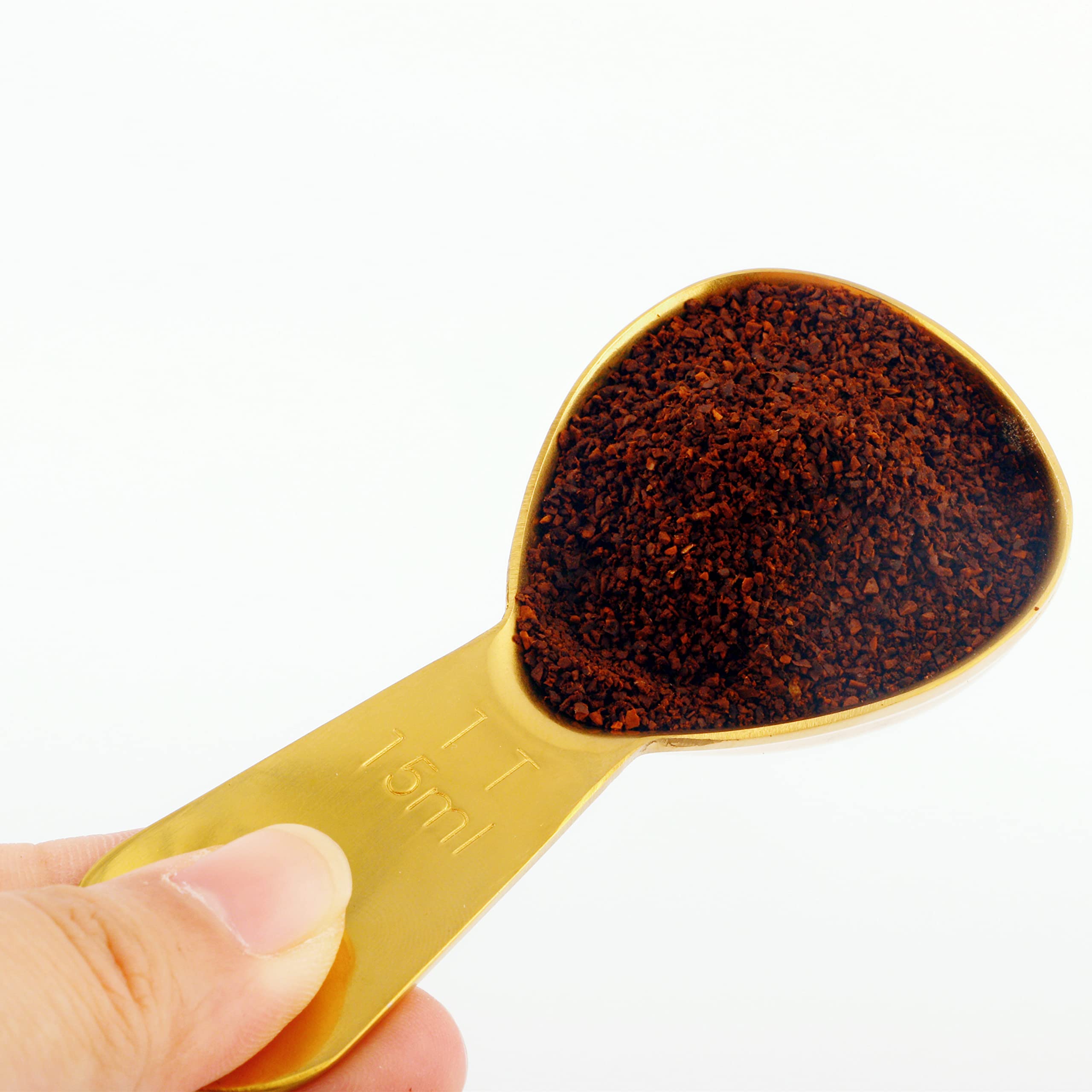4-Piece Stainless Steel Coffee Scoop Set - Short Handle Tablespoon Measuring Spoons for Coffee, Tea, Sugar & Flour - Perfect for Baristas, Home Brewing & Baking