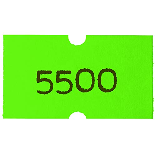MX 5500 Labels - 8,000 Green Price Stickers - 8 Rolls with Ink Roller - Compatible with Label Makers - Perfect for Retail Pricing, Shipping & Inventory Organization