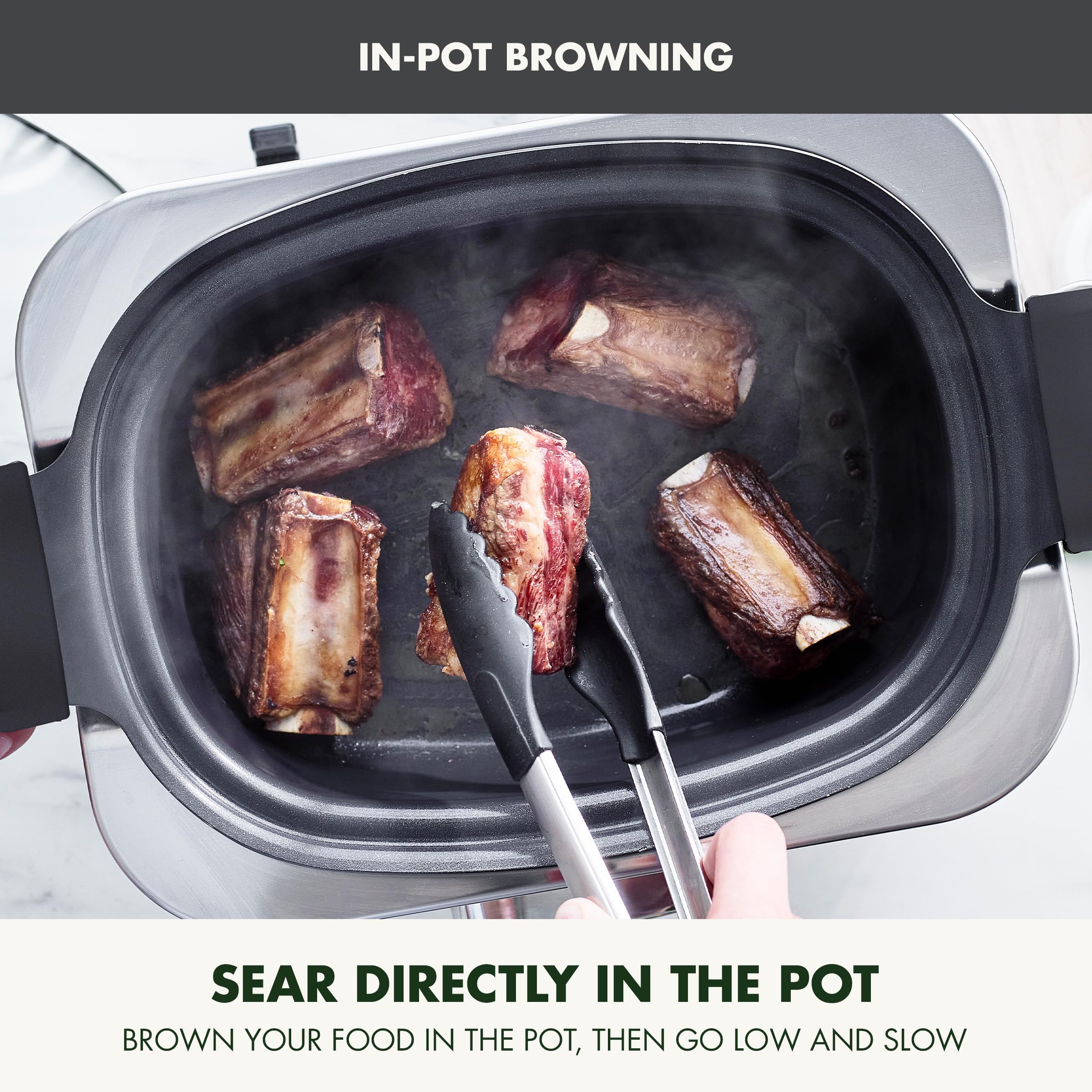 GreenPan Elite 8-in-1 Programmable 6QT Electric Slow Cooker with Dishwasher Safe Lid & Removable Crock - PFAS-Free Healthy Ceramic Nonstick Multi-Cooker for Searing, Sautéing, Browning, Steaming & Roasting - Perfect for Family Dinners, Meal Prep & Holiday Cooking (Graphite)