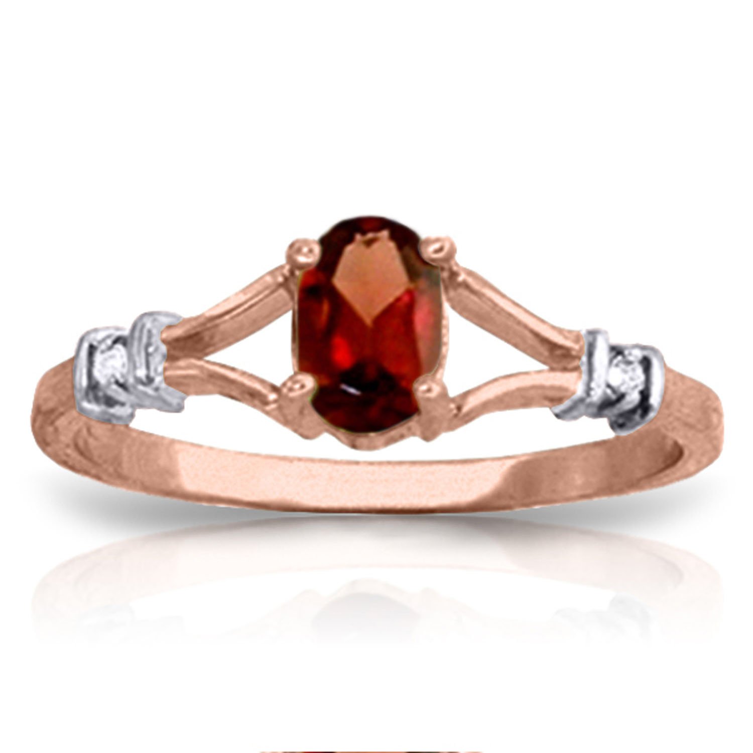 14K Gold Oval Garnet & Diamond Accent Ring - Yellow, White, Rose Gold - Perfect for Anniversary, Engagement & Special Occasions