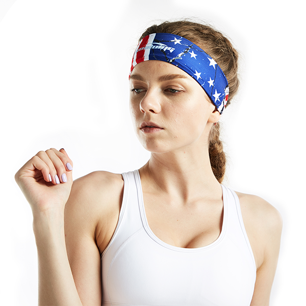 Dry Wide Headband for Sports - USA Flag Print | Sweat Absorbent & Non-Slip Workout Headband for Running, Yoga, Gym & Outdoor Activities