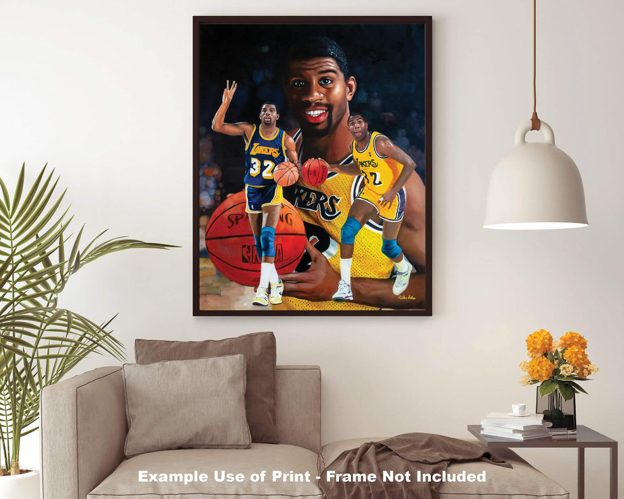 Magic Johnson LA Lakers NBA Basketball Art Print - 31x40 Polyester Canvas Wall Decor for Sports Fans & Man Cave