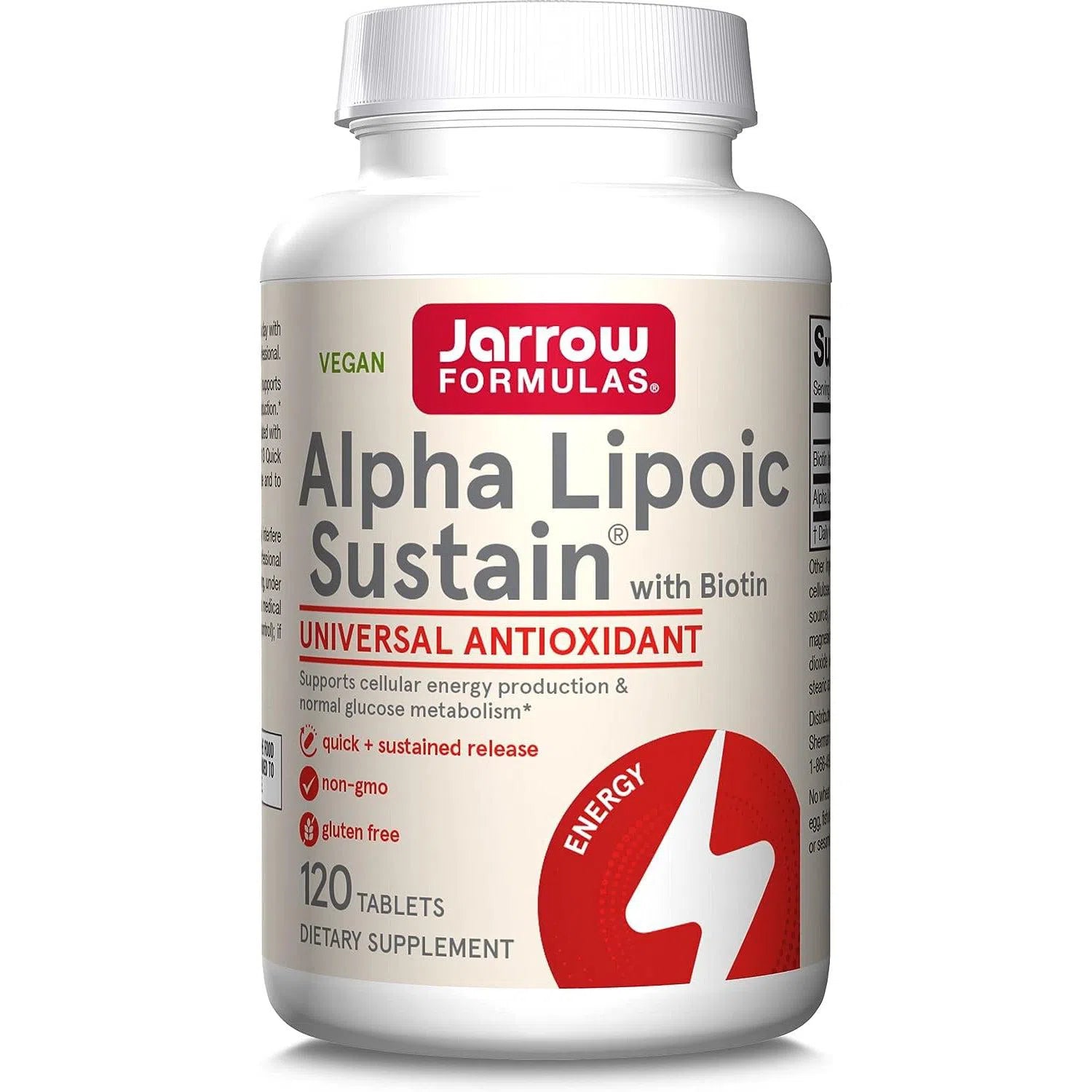 Jarrow Formulas Alpha Lipoic Acid Sustain 600mg - Antioxidant Supplement for Blood Sugar Support & Nerve Health - 60 Vegan Capsules - Perfect for Daily Wellness & Energy Boost