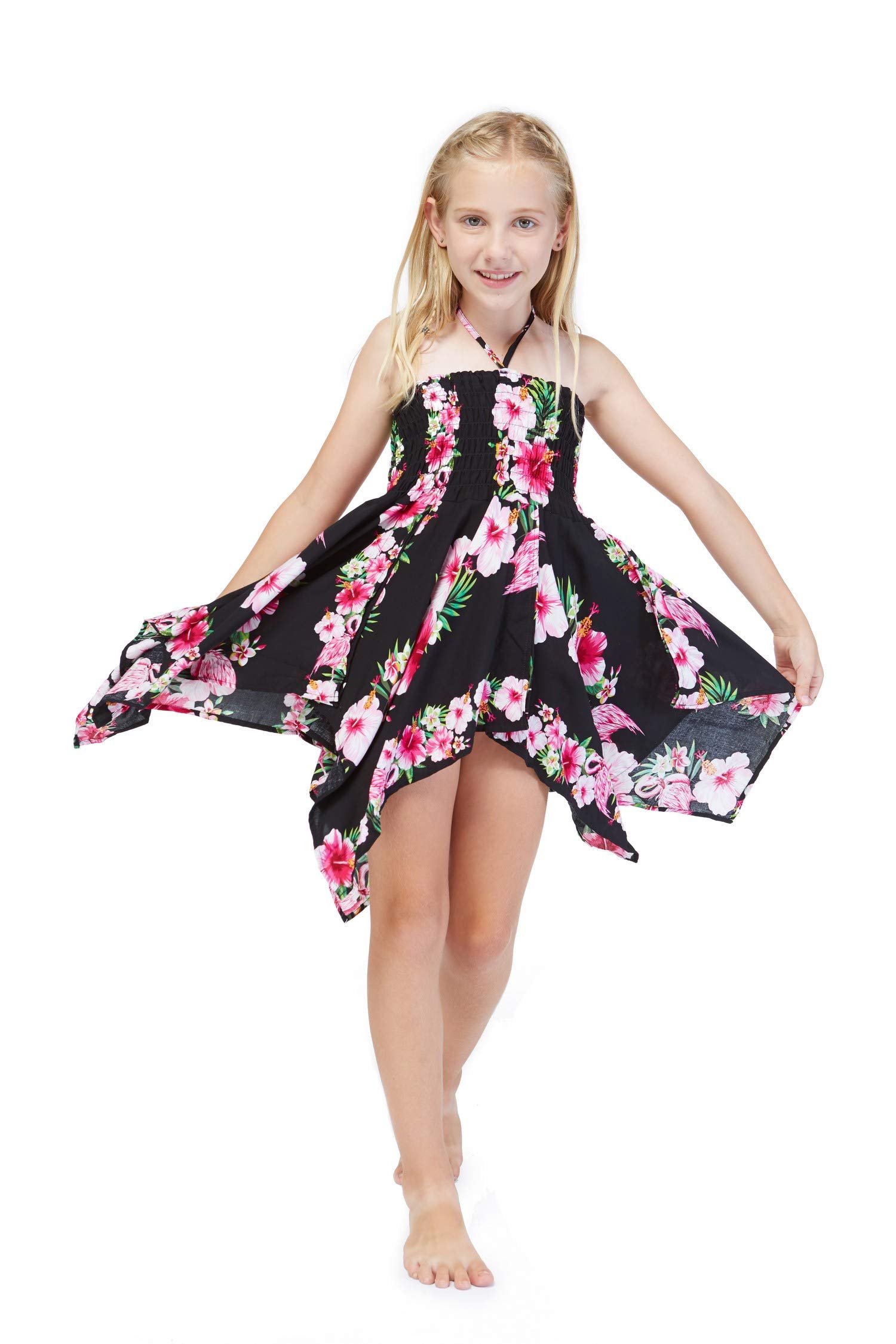 Matching Mother Daughter Hawaiian Luau Dresses - Pink Hibiscus Vine Tank Maxi Gypsy Outfits for Beach Vacation, Summer Party & Family Photos